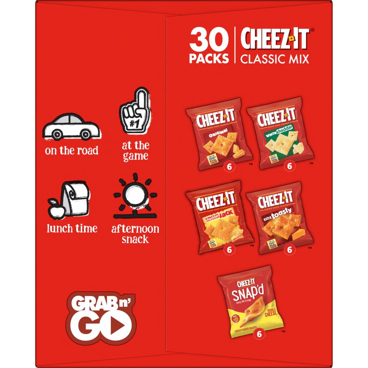 Cheez-It Cheese Crackers, Baked Snack Crackers, Office and Kids Snacks, Variety Pack, 28.74oz Box (30 Packs)
