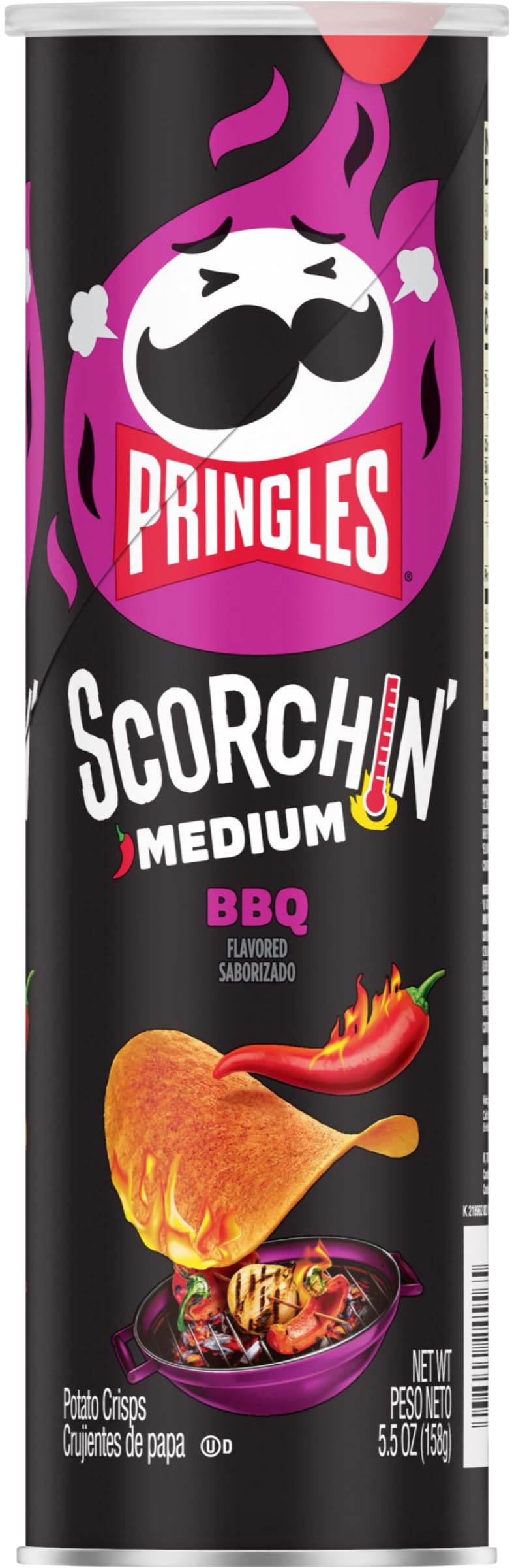 Pringles Scorchin' BBQ Potato Crisps, 5.5 oz (Pack of 2) with By The Cup Mints