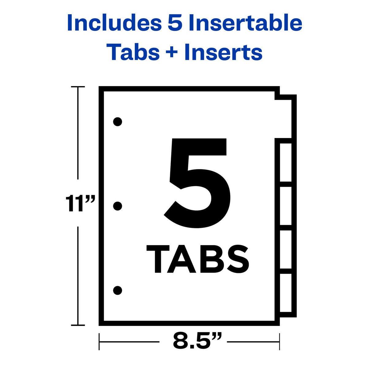 Avery Big Tab Insertable Dividers for 3 Ring Binders, 5-Tab Set, Buff Paper, Clear Tabs, 1 Binder Divider Set (11110)