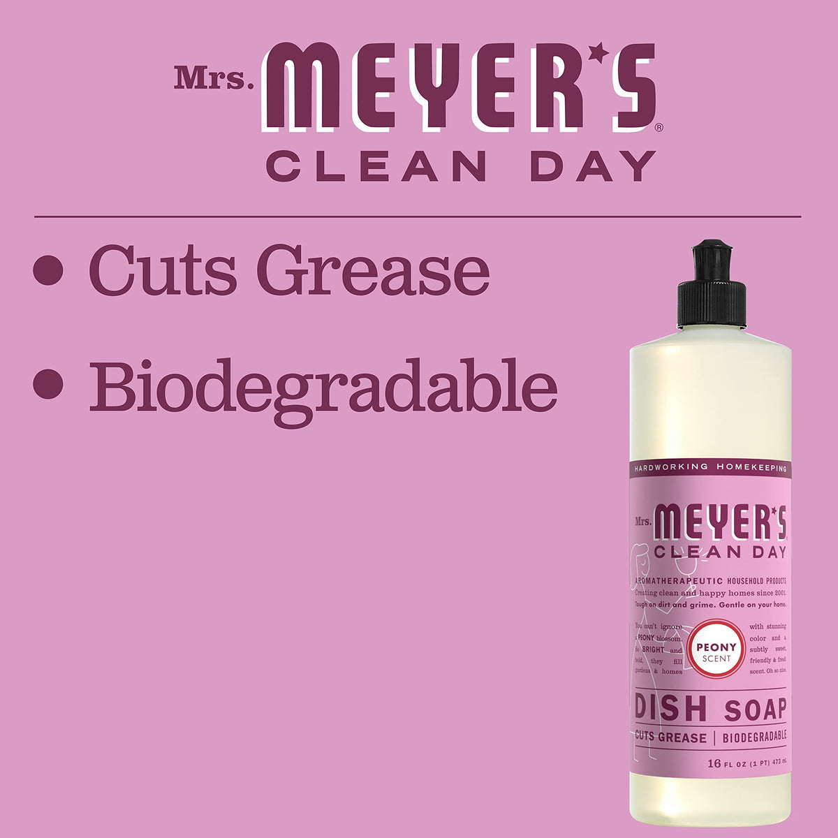 Mrs. MEYER'S Liquid Dish Soap Variety Pack, Lilac & Peony, 2 CT