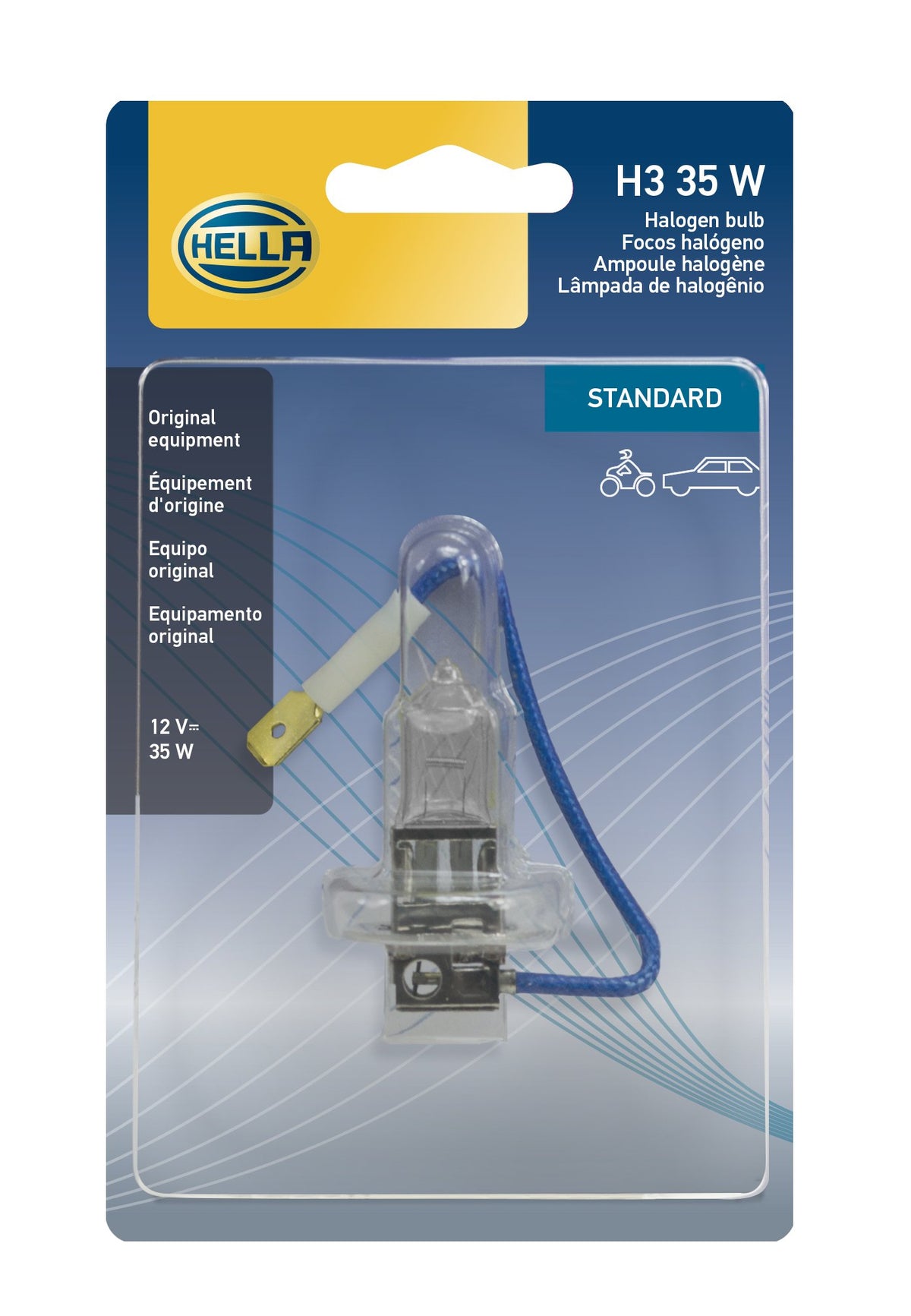 HELLA H3 35WSB Single Blister Standard Halogen Bulb, 12V, 35W