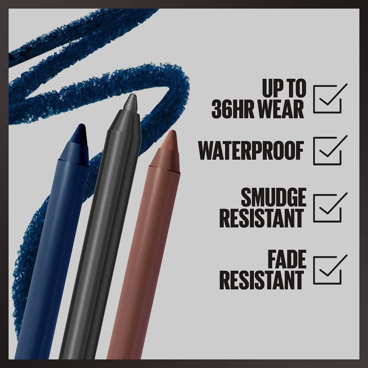 MAYBELLINE Tattoo Studio Sharpenable Eyeliner Pencil, 36 Hour Wear, Waterproof, Blue Disco, 1 Count
