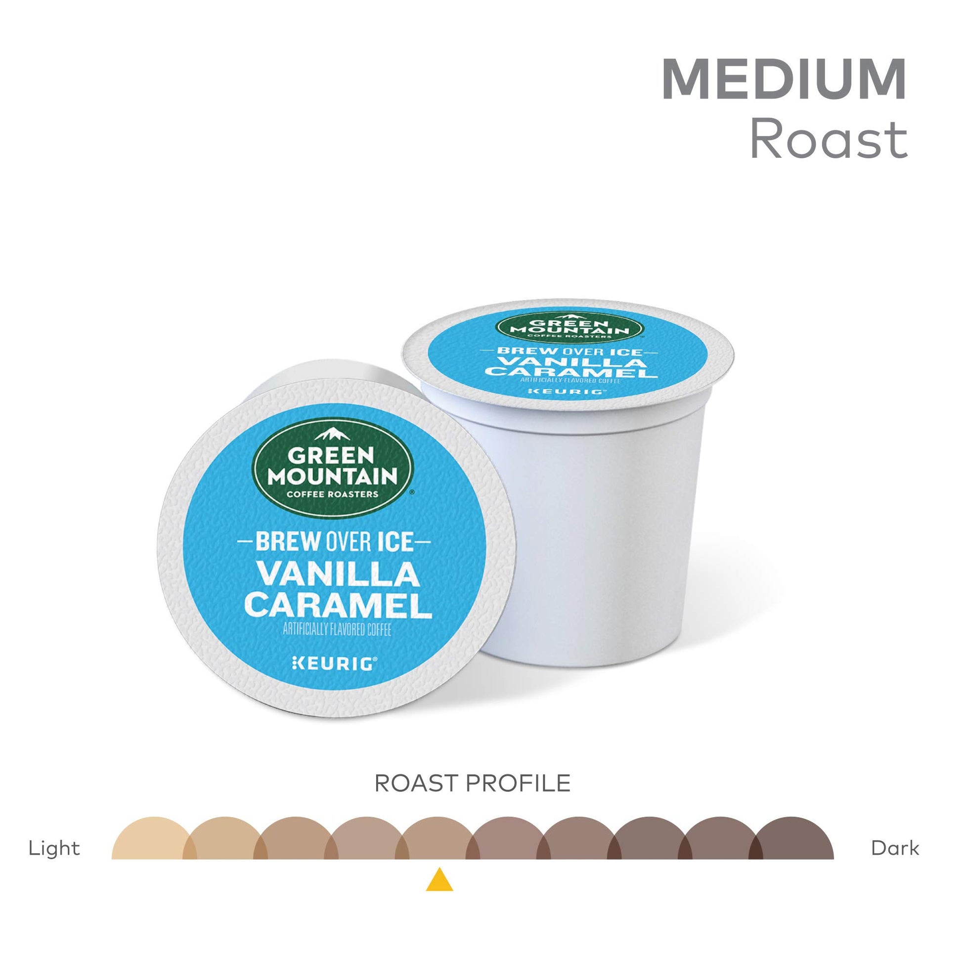Green Mountain Coffee Roasters ICED Vanilla Caramel, Single Serve Keurig K-Cup Pods, Flavored Iced Coffee, 12 Count