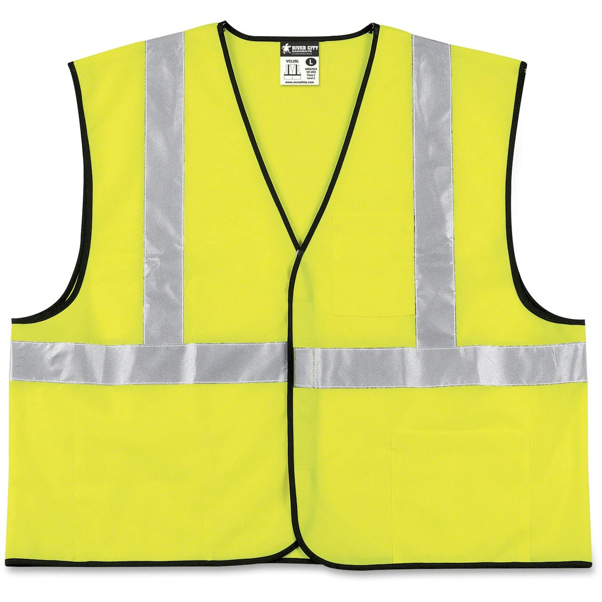 MCR Safety VCL2SLXL 2" Silver Reflective Economy Class 2 Safety Vest with Hook and Loop Front and 3 Pockets, X-Large, Lime