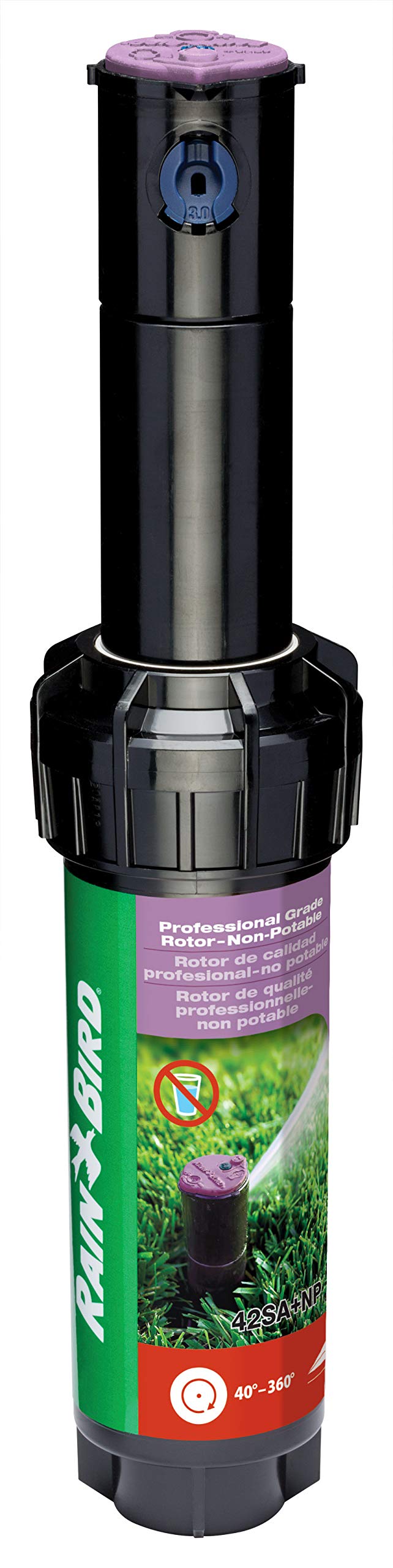 Rain Bird CP5000NP Purple Top Non-Potable Water Simple Adjust Gear Drive Rotor, Adjustable 40Â° - 360Â° Pattern, 26' - 38' Spray Distance