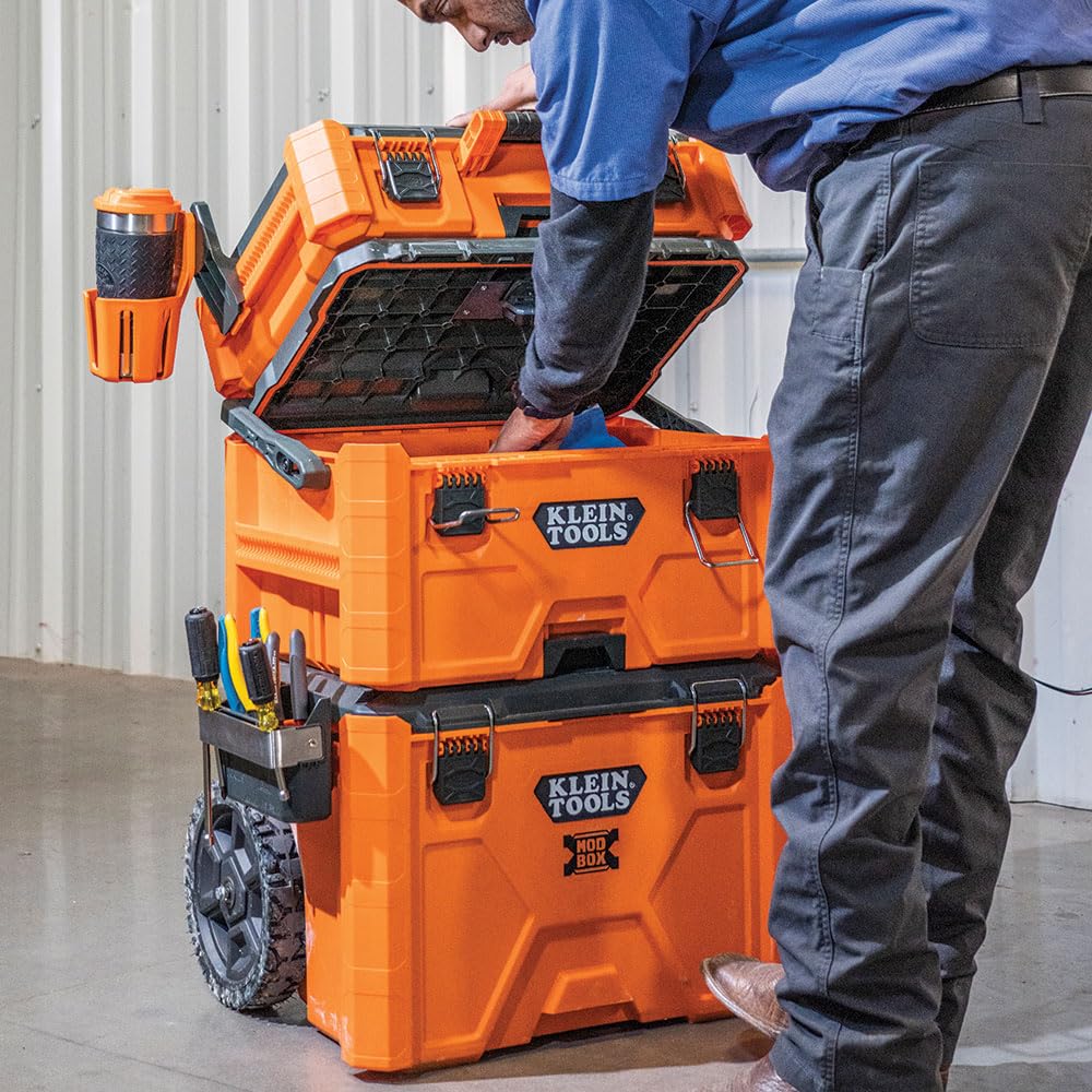 Klein Tools 54803MB MODbox Medium Deep Tool Box, Heavy Duty Organizer with Removable Tray, Water and Debris Resistant, Stackable Module