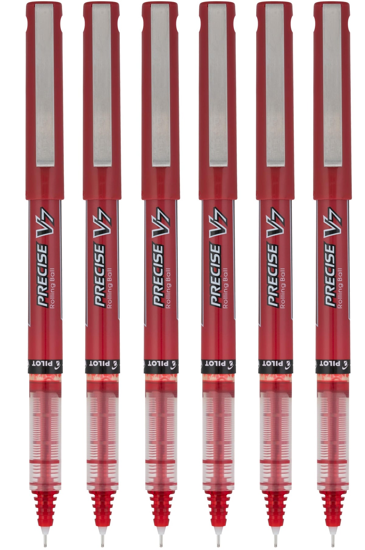 Pilot Precise V7 Stick Rolling Ball Pens, Fine Point, Red Ink, 6 Pens.
