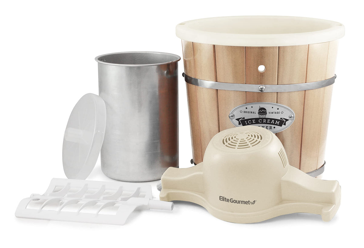 Elite Gourmet EIM-924L# 4 quart Old Fashioned Electric Ice Cream Maker, Pine Bucket