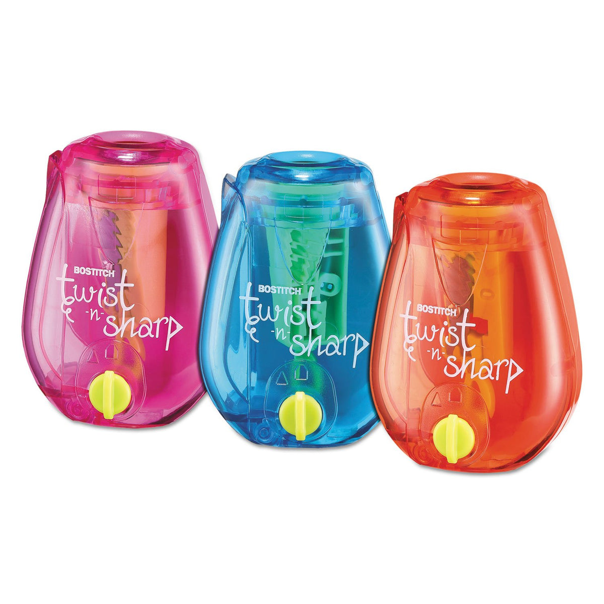 Twist-n-Sharp Pencil Sharpener, Random Assorted, 3 1/2 x 1 1/4 x 5 1/2, 6/PK