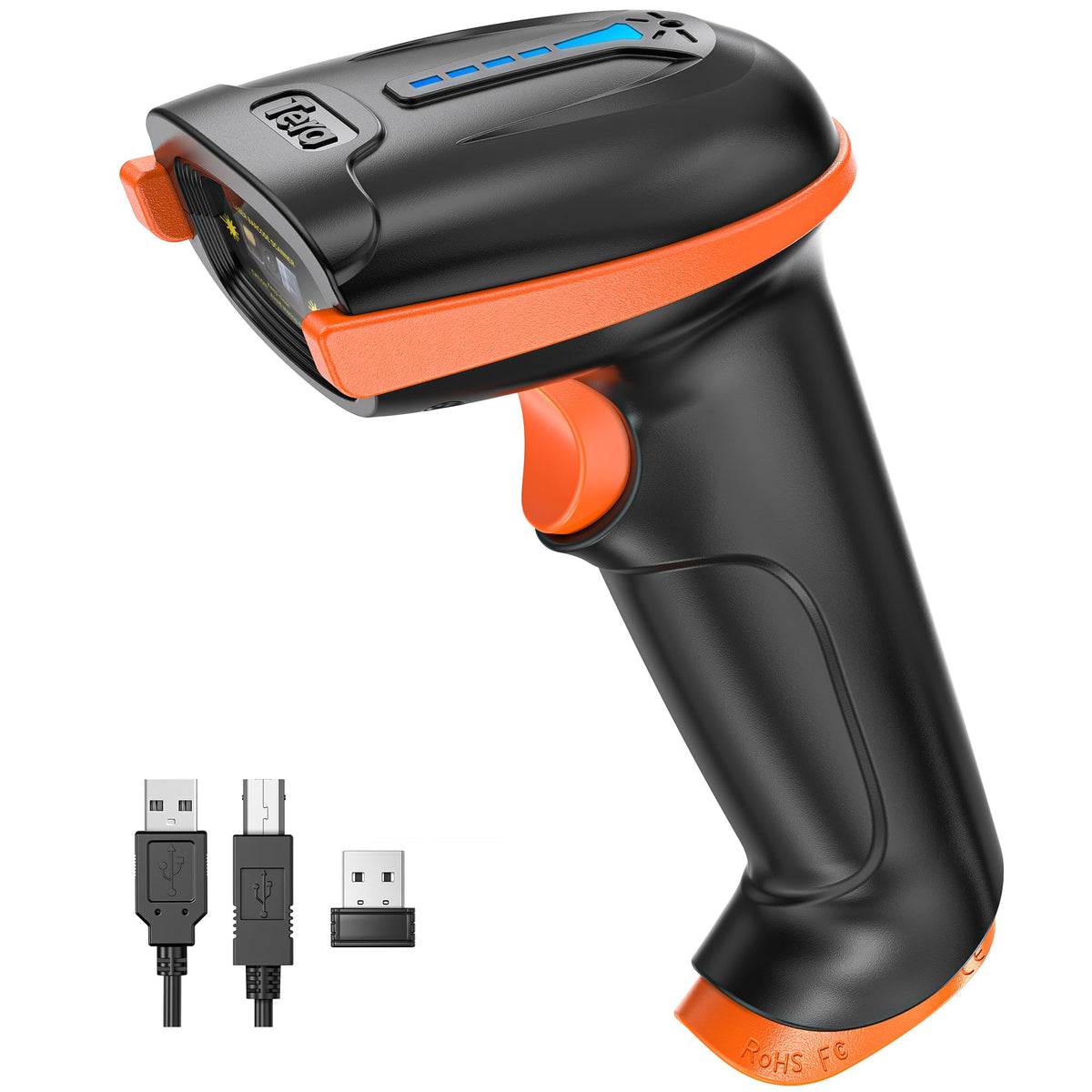Tera Barcode Scanner Wireless 1D Laser Cordless Barcode Reader with Battery Level Indicator, Versatile 2 in 1 2.4Ghz Wireless and USB 2.0 Wired