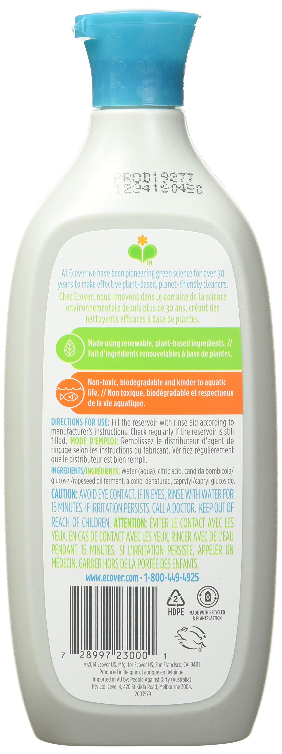 Ecover Naturally Derived Rinse Aid for Dishwashers, 16 Ounce