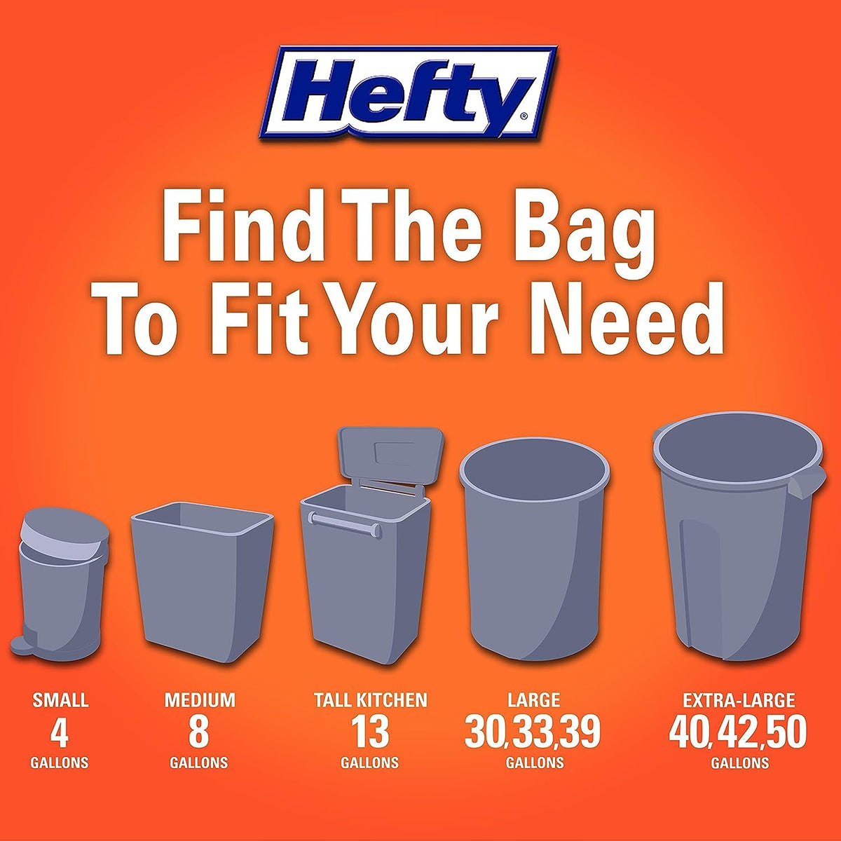 He Ultra Strong Lawn and Leaf Large Trash Bags, 39 Gallon, 16 Count-Hefty