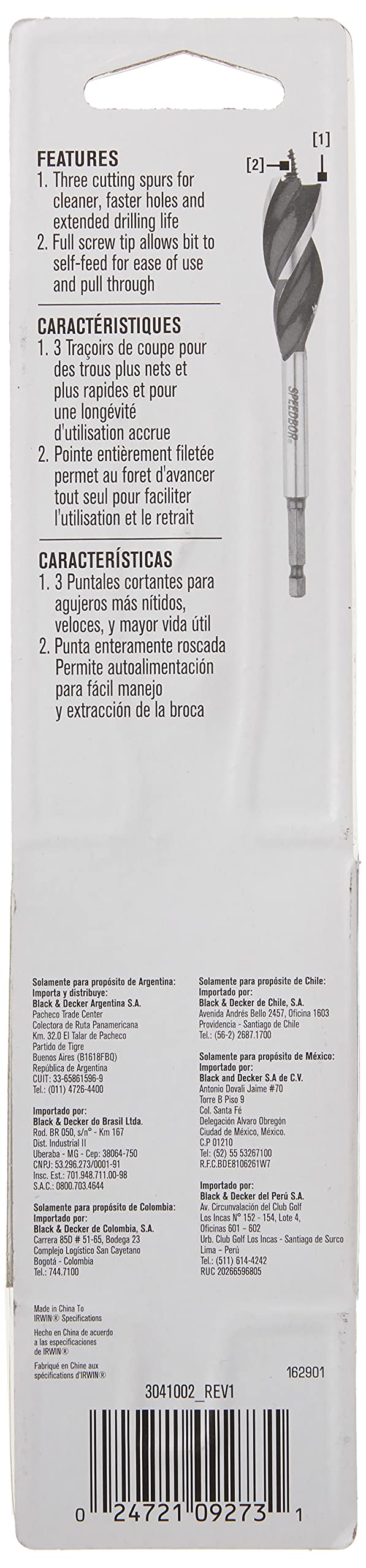 IRWIN SPEEDBOR Tri Flute Wood Drill Bit 5/8" X 6"(3041002)