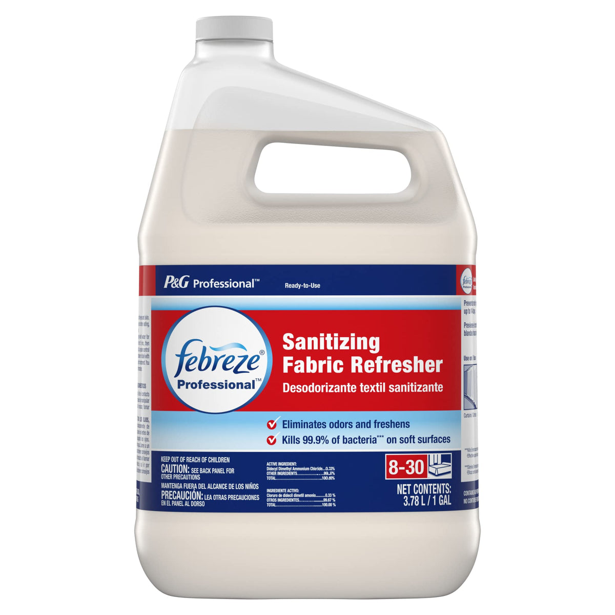 Febreze 72136 Professional Sanitizing Fabric Refresher, Light Scent, 1 gal, Ready to Use, 3/Carton