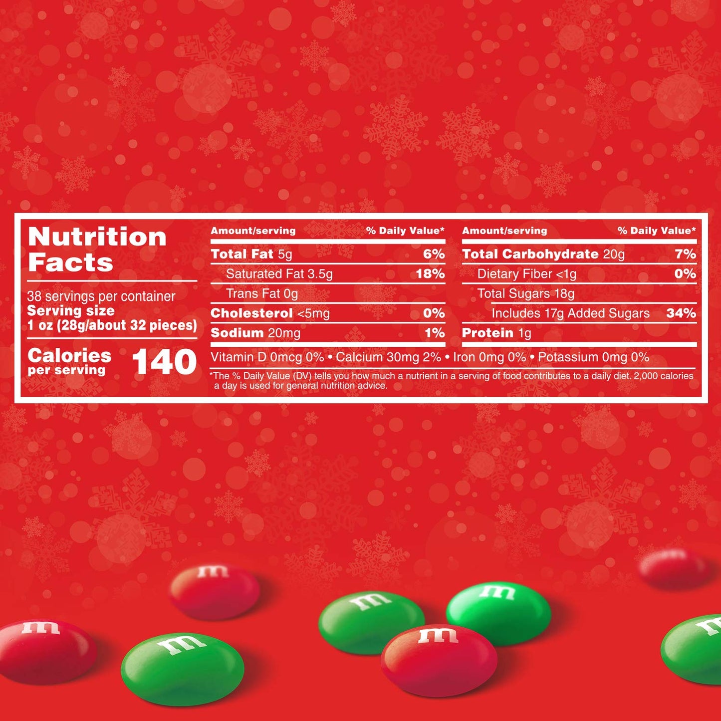 M&M'S Milk Chocolate Red & Green Christmas Candy Bulk Assortment, Bulk Christmas Candy 38 oz Resealable Bag