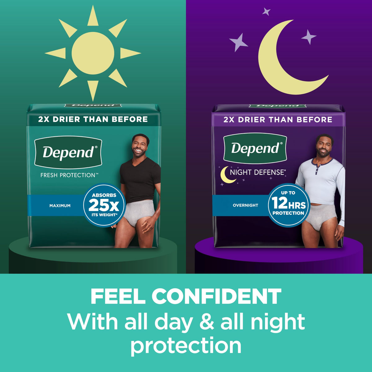 Depend Night Defense Adult Diapers, Incontinence Underwear for Men, Disposable, Overnight, Small/Medium, Grey, 16 Count, Packaging May Vary