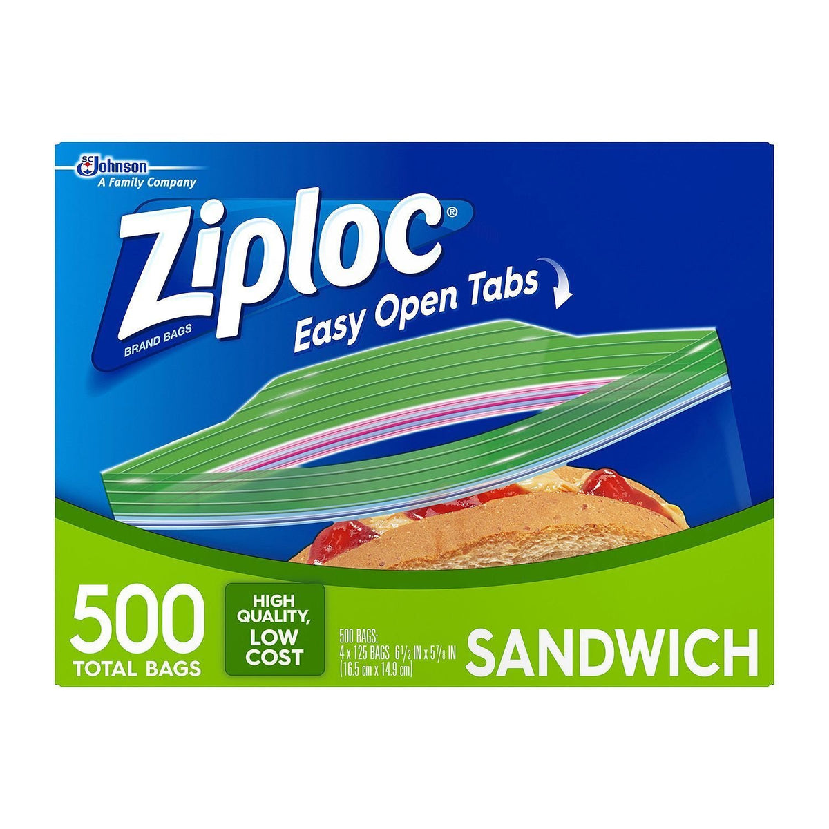 Ziploc Easy Open Tabs Sandwich Bags, 1000 CT