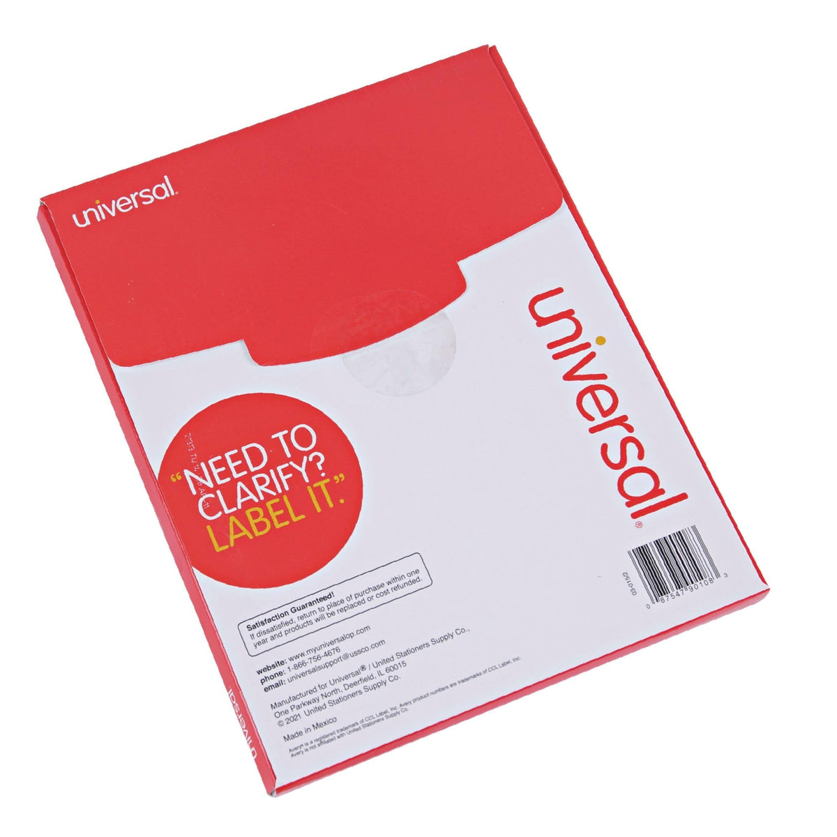 Universal UNV90108 8.5 in. x 11 in. Copier Mailing Labels - White (100/Box)