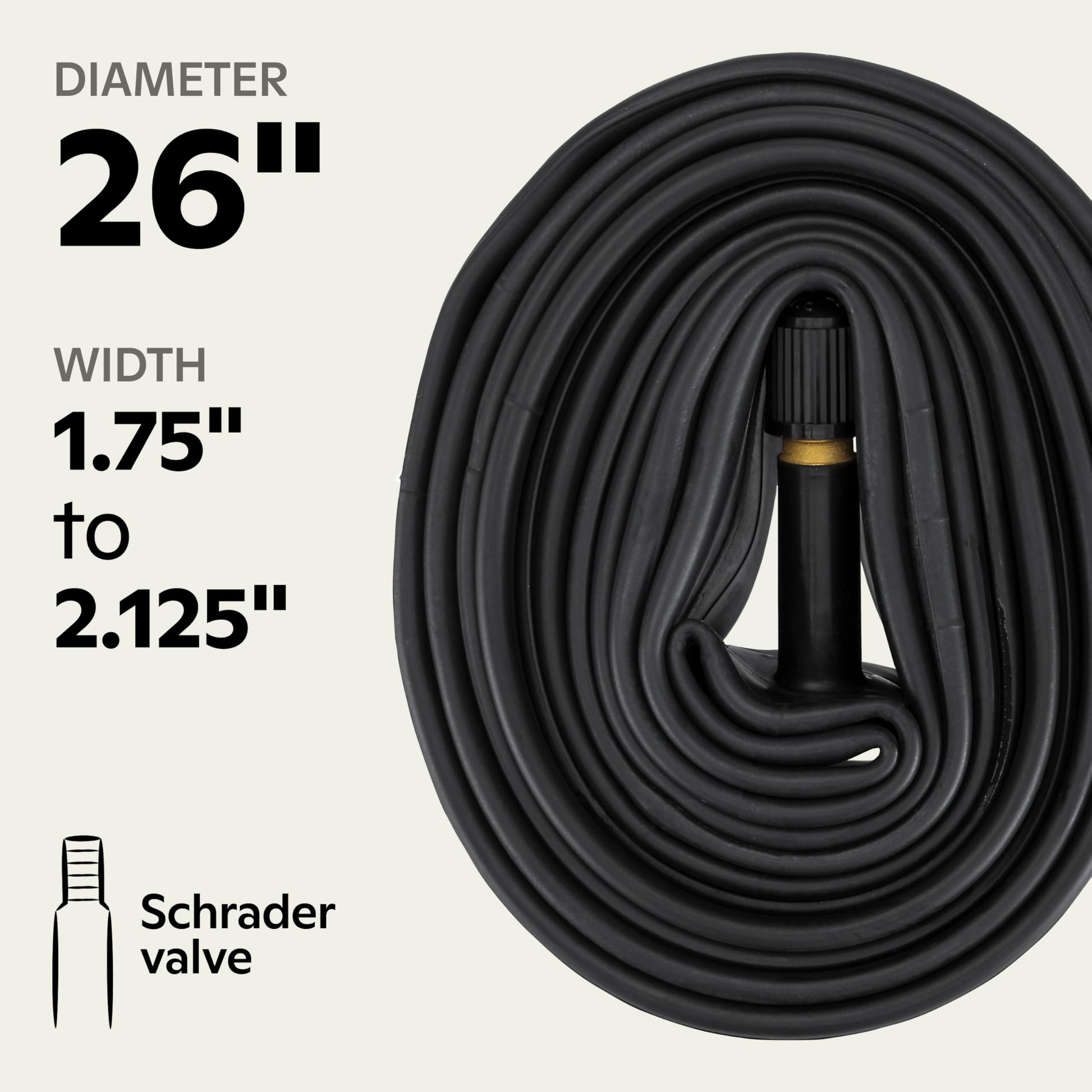 Schwinn Replacement Bike Tire Tube, 26 x 1.75-2.125 inch Bike Inner Tube, Self Sealing, Schrader Valve, Durable Construction, Replacement for 26” Mountain or Cruiser Bicycle Tires
