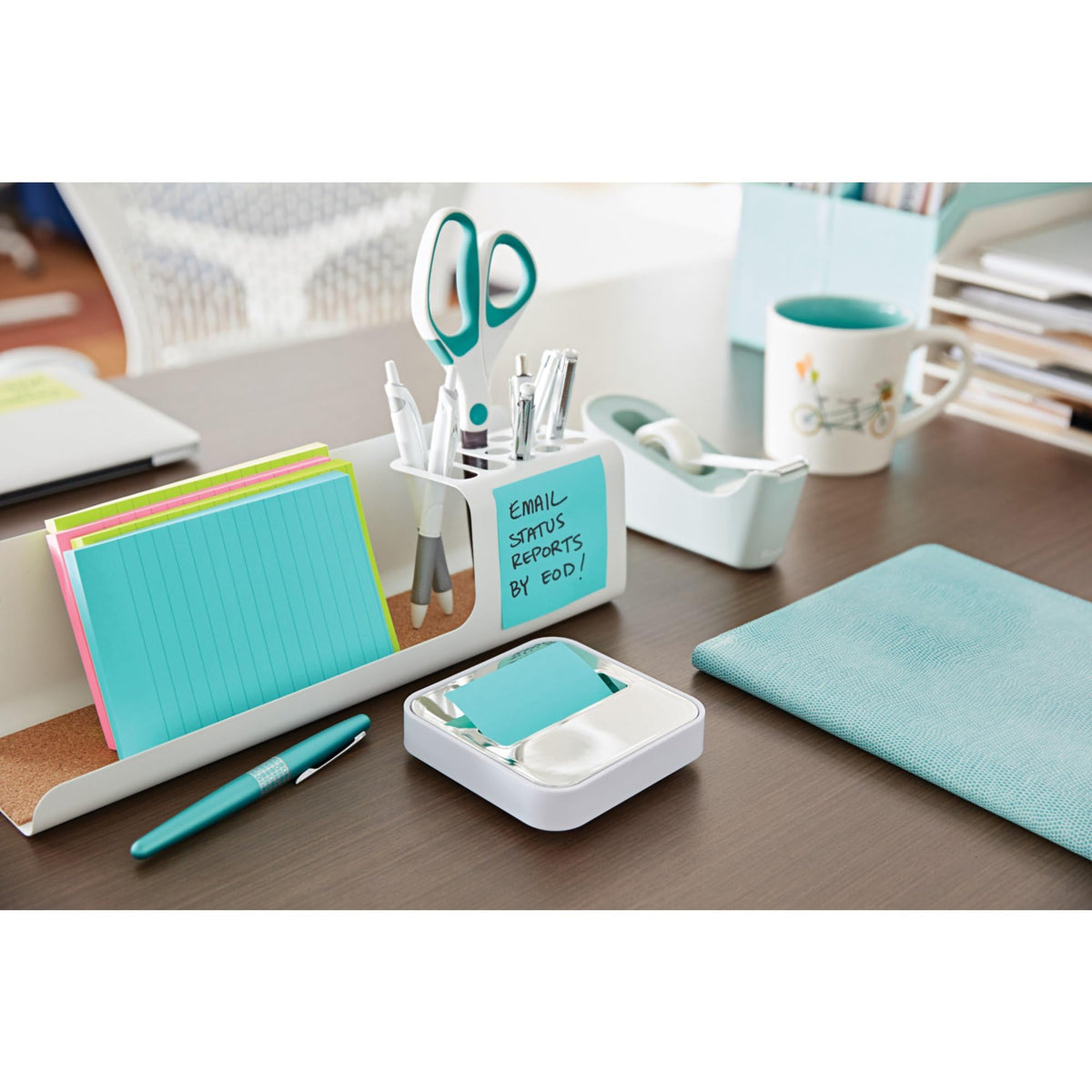Post-it Note Dispenser for 3 in x 3 in Notes, White Base with Steel Top
