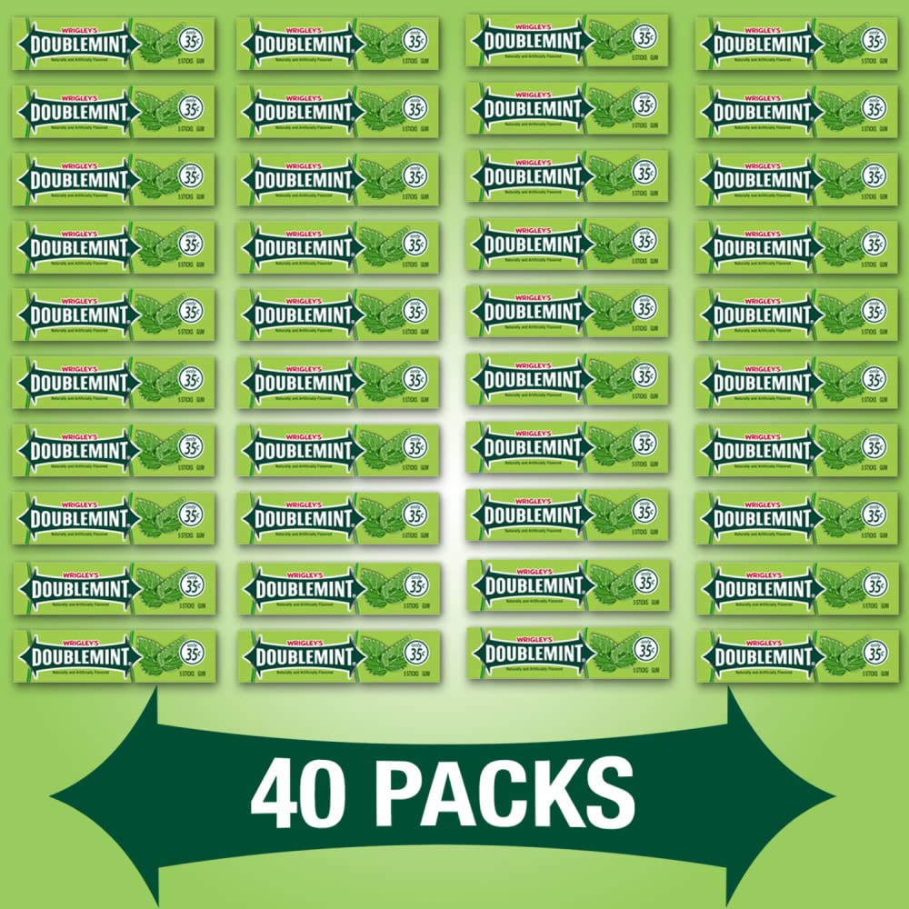 WRIGLEY'S DOUBLEMINT Mint Gum Chewing Gum Bulk Pack, 5 Stick (Pack of 40)