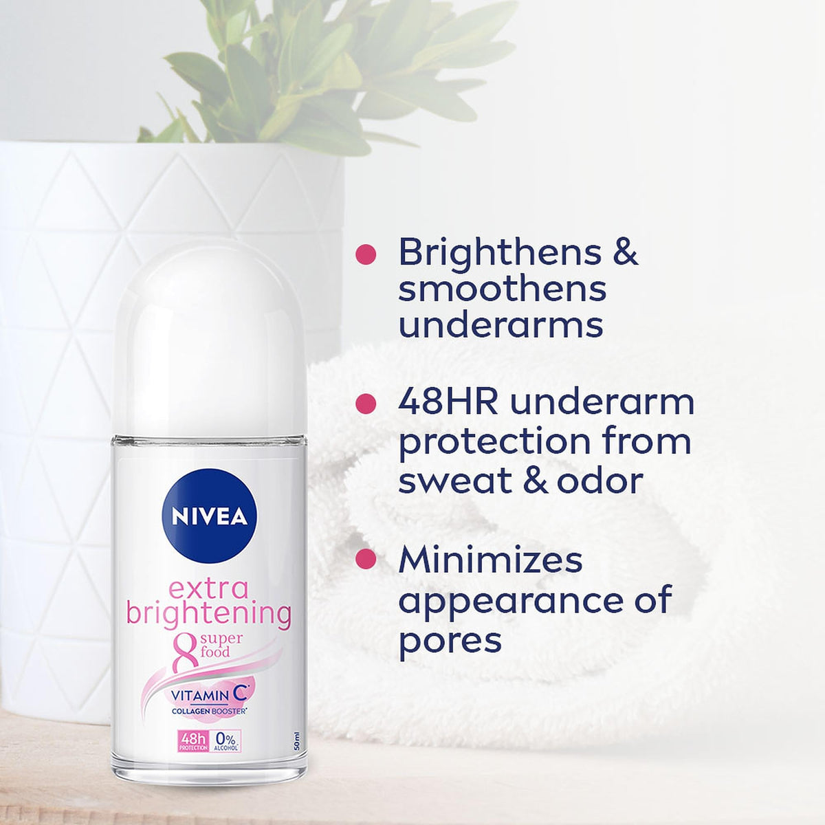 Nivea Deodorant Whitening Extra Care 48h Roll-on: 50 Ml. <Pack3>