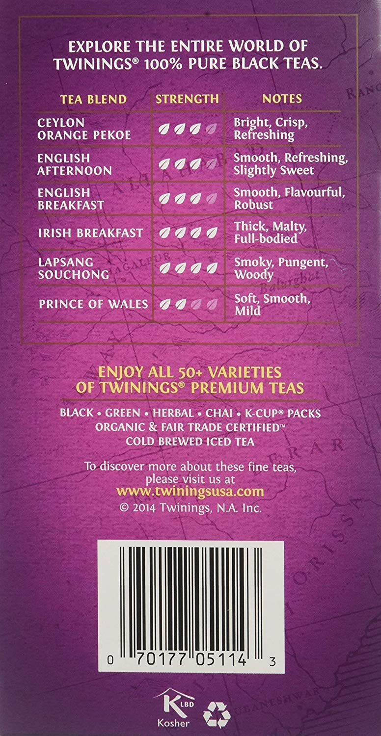 Twinings Darjeeling Tea - A Delicate, Dry Black Tea, Sophisticated Coffee Alternative with Less Caffeine, Individually Wrapped Tea Bags, 50 Count