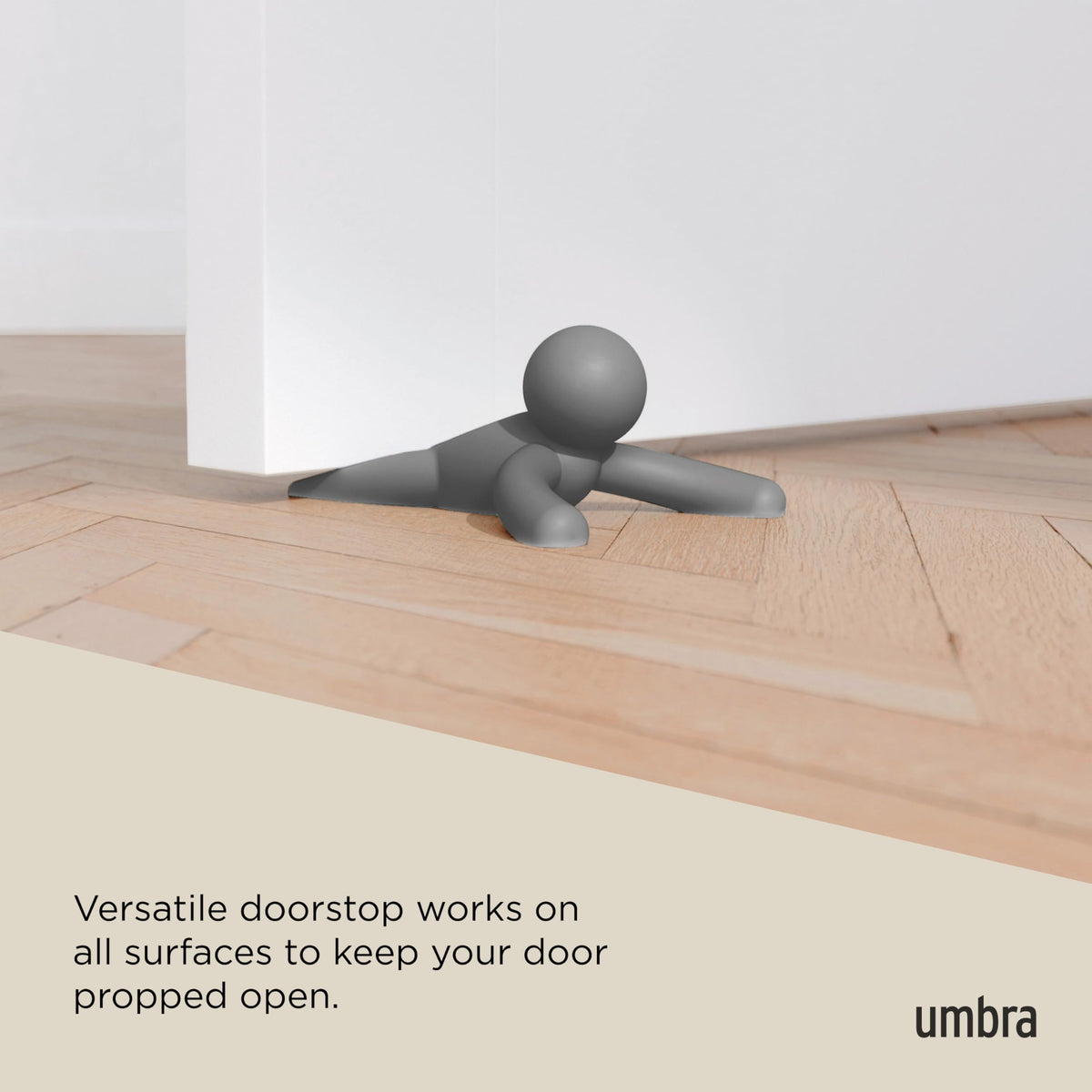 Umbra Buddy Door Stop, Heavy-Duty and Flexible, Soft-Touch Finish, Protects Your Floors, Grey
