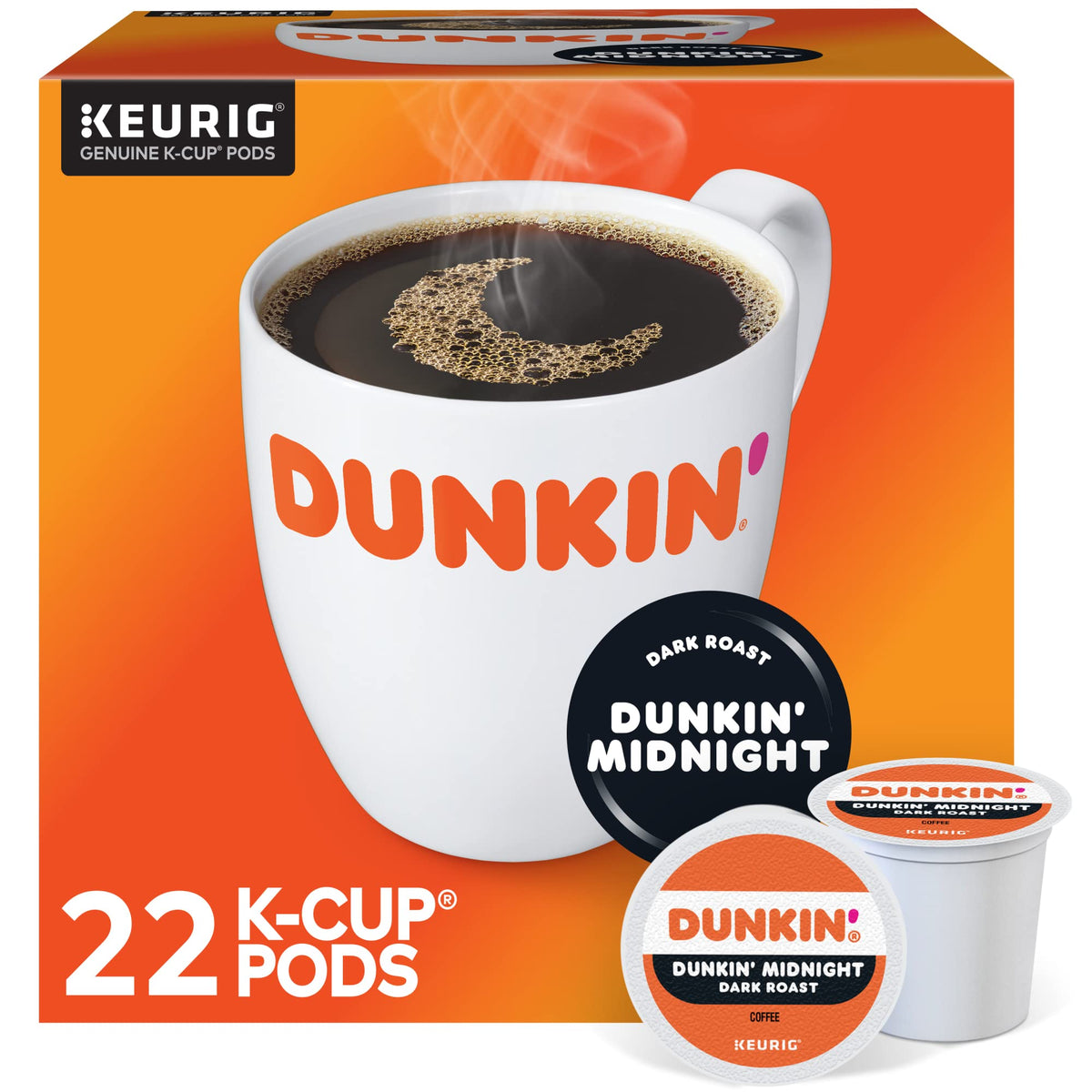 Dunkin Donuts K-Cup Pods, Original Dark Roast, 22/box