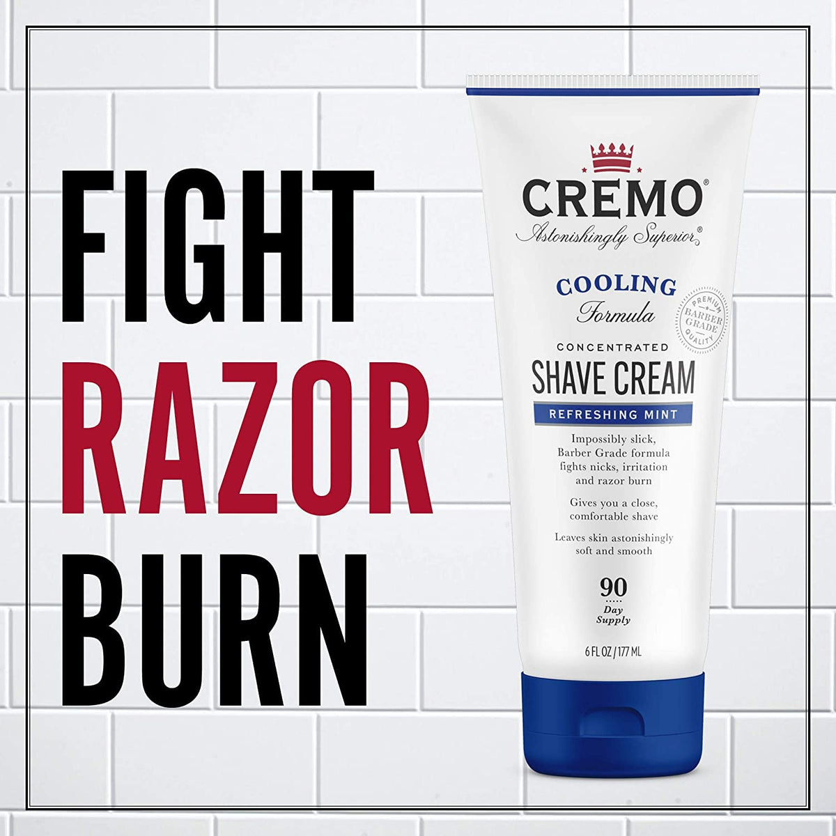 Cremo Cooling Formula Shave Cream, Refreshing Mint Concentrated Shaving Cream, Fights Nicks, Cuts And Razor Burn, 1 Ounce