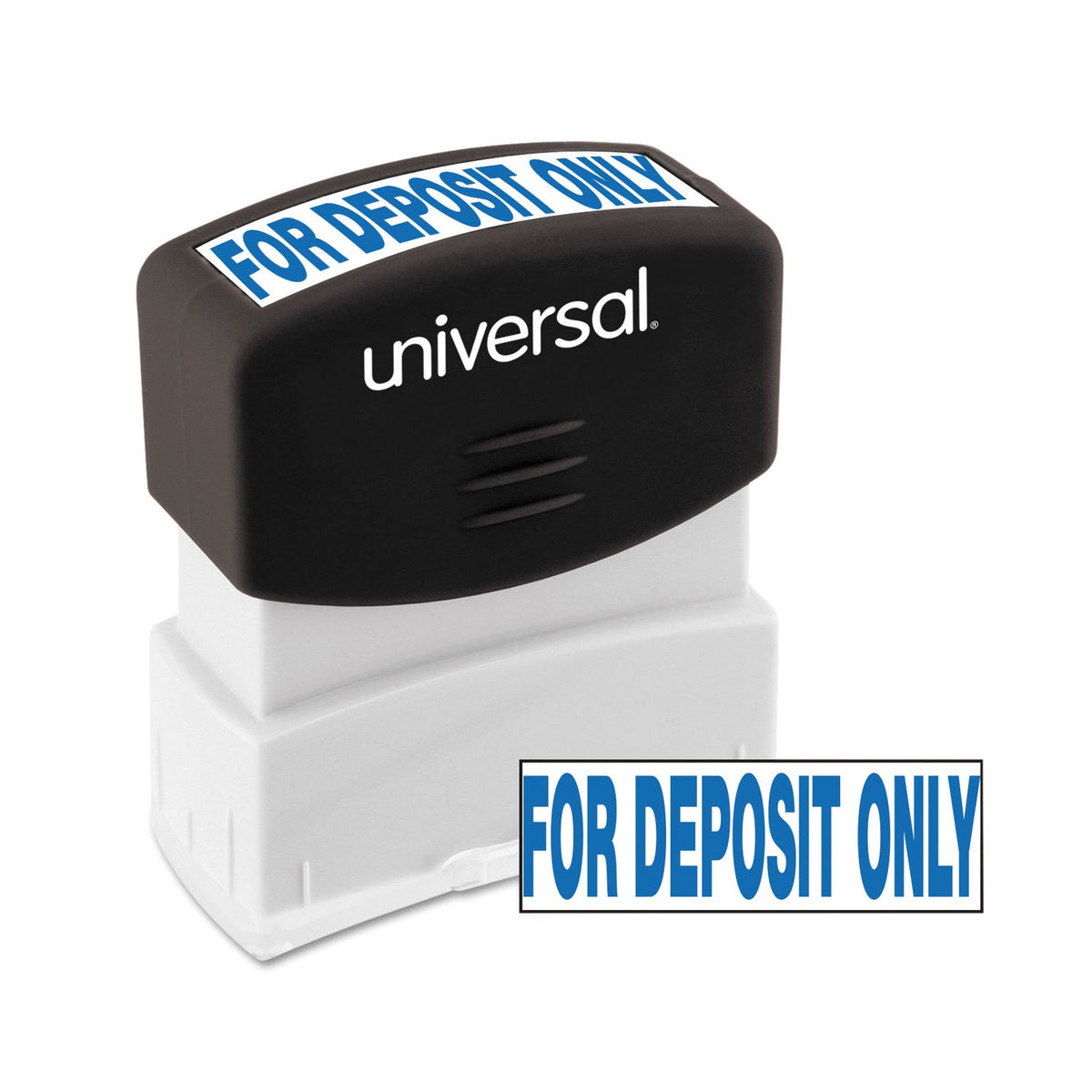 Universal UNV10056 Pre-Inked 1-Color FOR DEPOSIT ONLY Message Stamp - Blue