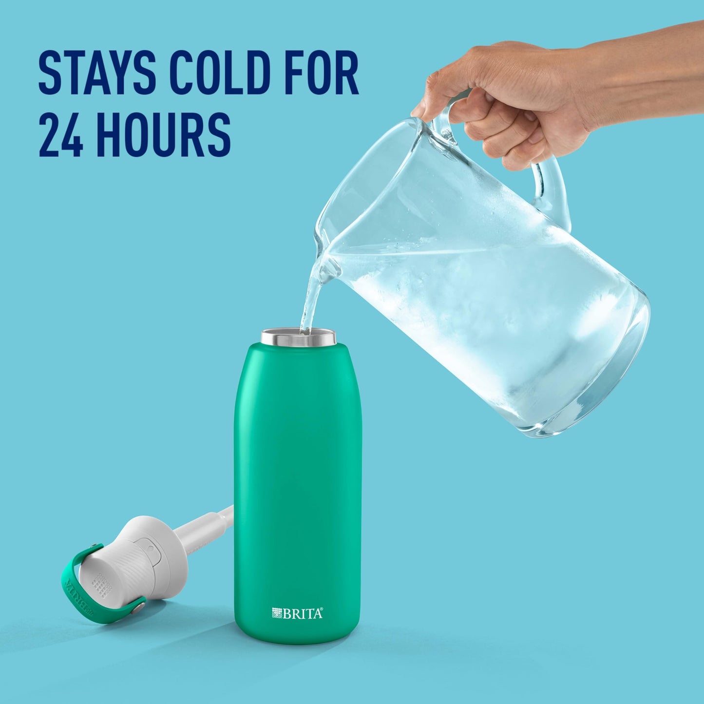 Brita Insulated Filtered Water Bottle with Straw, Reusable, Stainless Steel Metal, Jade, 32 Ounce