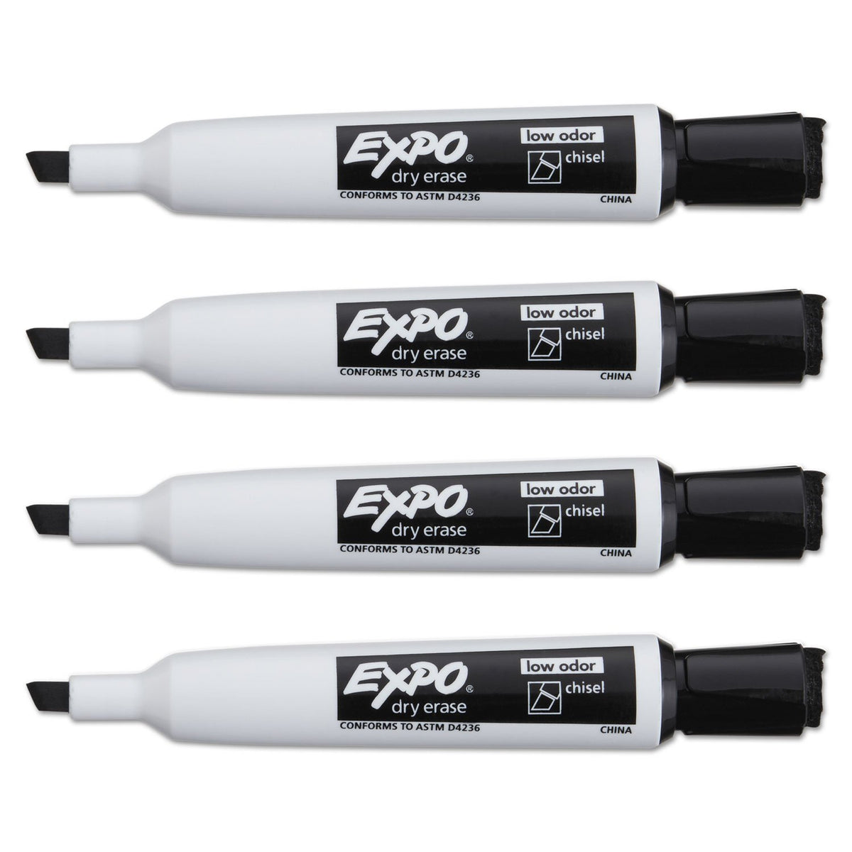 EXPO 1944729 Magnetic Dry Erase Marker Chisel Tip Black 4/Pack