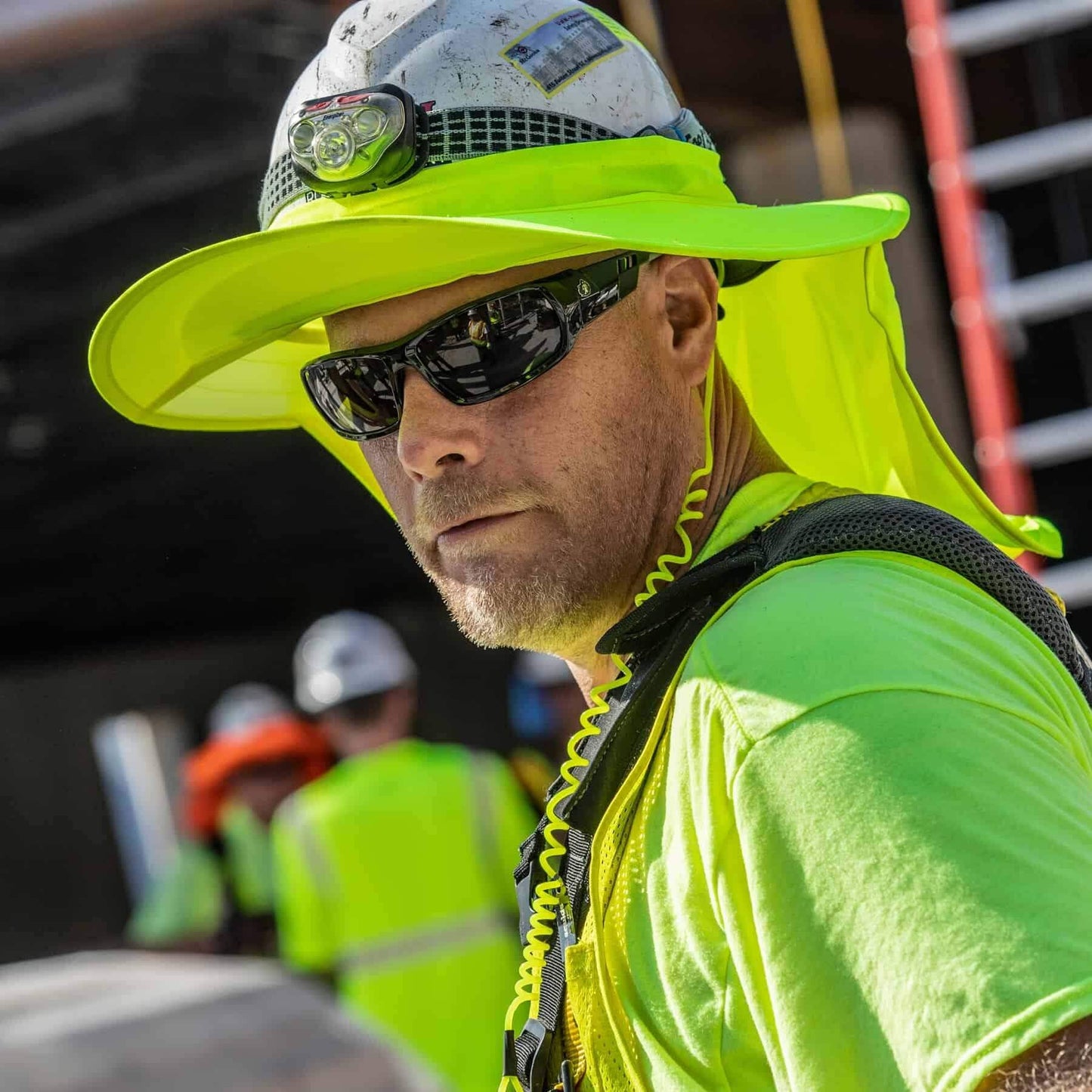 Ergodyne Chill-Its 6660 Attachable Hard Hat Brim with Neck Shade, Lime