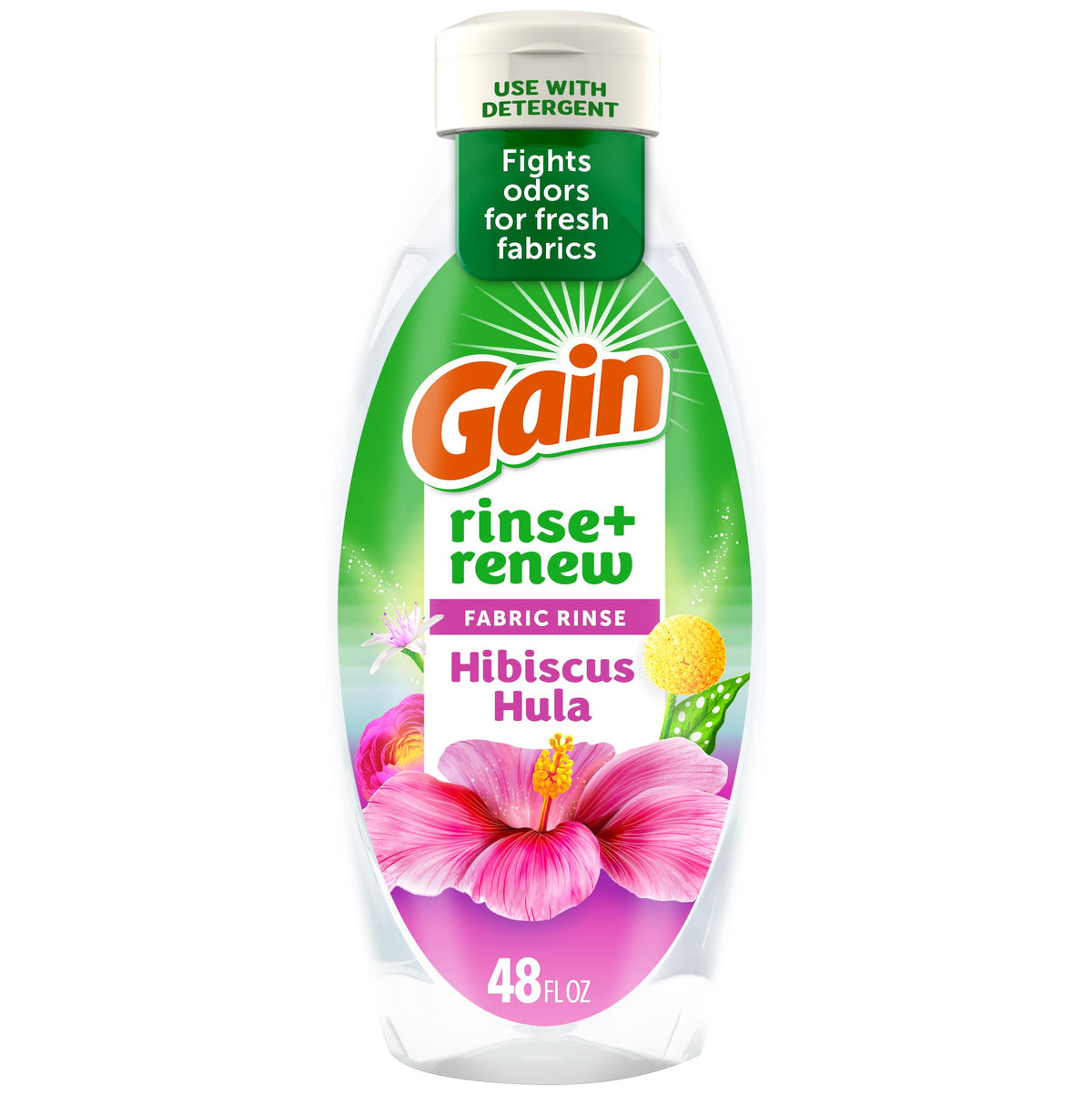 Gain Rinse and Renew Fabric Rinse, Hibiscus Hula, 48 fl oz, Odor Fighter, Laundry Deodorizer