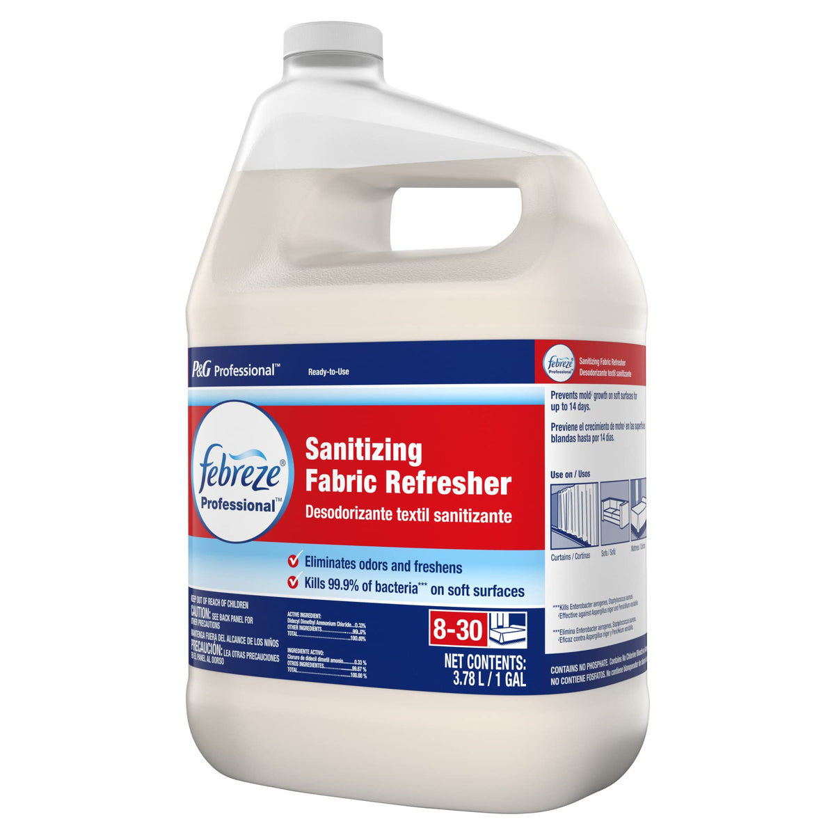 Febreze 72136 Professional Sanitizing Fabric Refresher, Light Scent, 1 gal, Ready to Use, 3/Carton