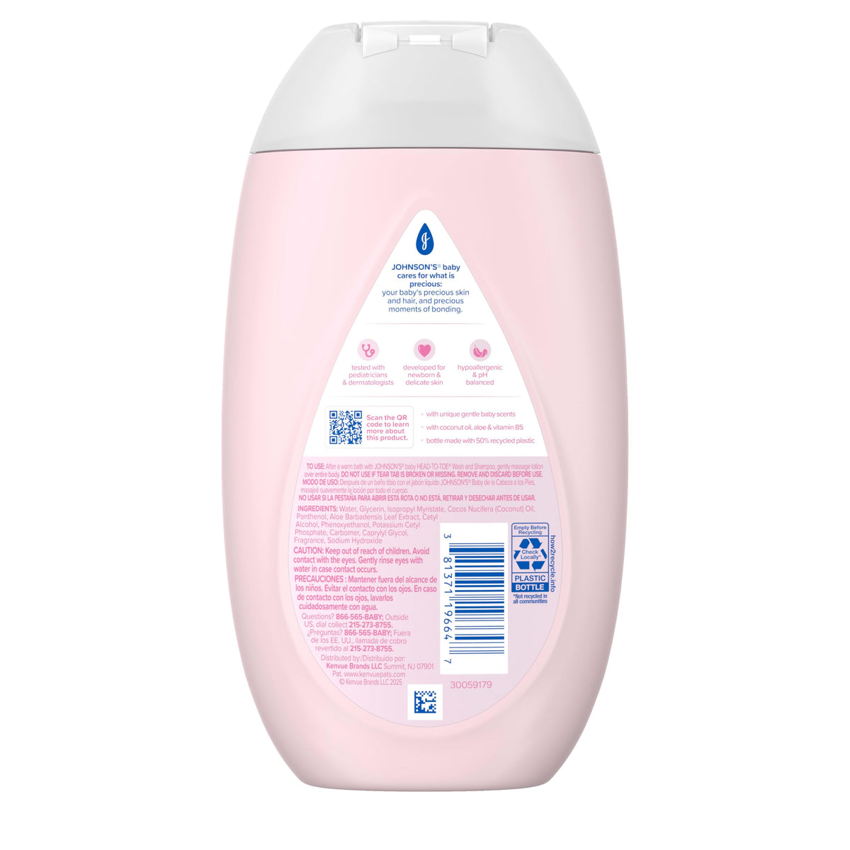 Johnson's Baby Lotion with Coconut Oil, Aloe Vera & Vitamin B5, 72 HR Hydration, Skin Moisturizer, Hypoallergenic, Safe for Newborn, Protects from Dryness & Strengthens Skin, 13.6 fl. oz