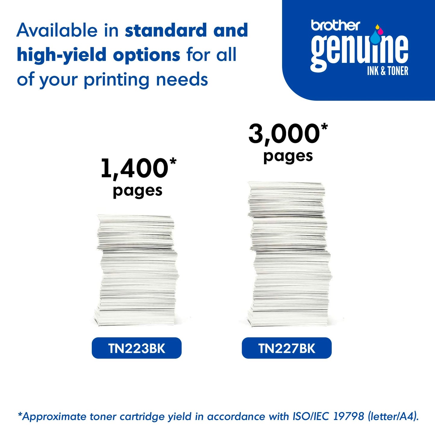 Brother Genuine TN223BK, Standard Yield Toner Cartridge, Replacement Black Toner, Page Yield Up to 1,400 Pages, TN223, Amazon Dash Replenishment Cartridge