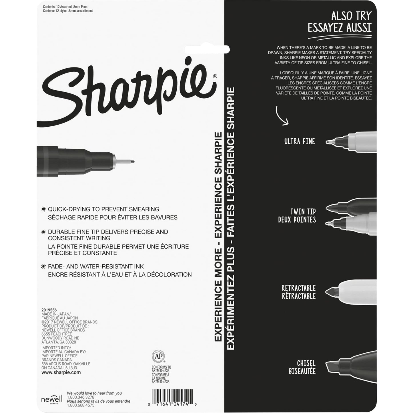Sharpie Felt Tip Pens, Fine Point Pens (0.4mm), Felt Tip Markers, Assorted Colors, 12 Count - Journaling, Art, Drawing, Markers