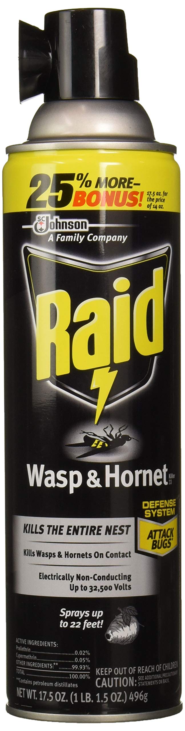 Raid Wasp & Hornet Killer Spray, 17.5 OZ (3 Pack)