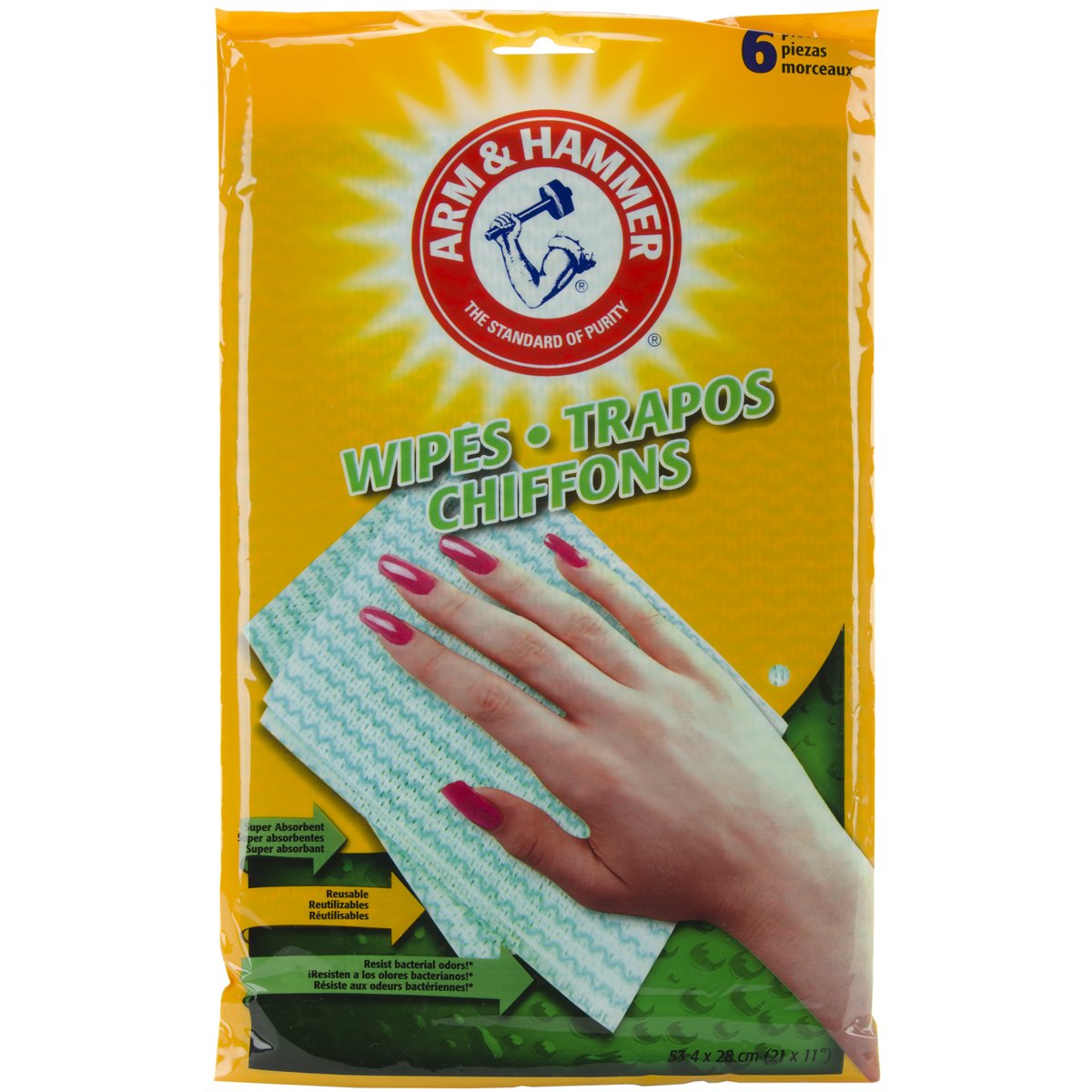 Arm & Hammer Reusable Wipes 6/Pkg-Green