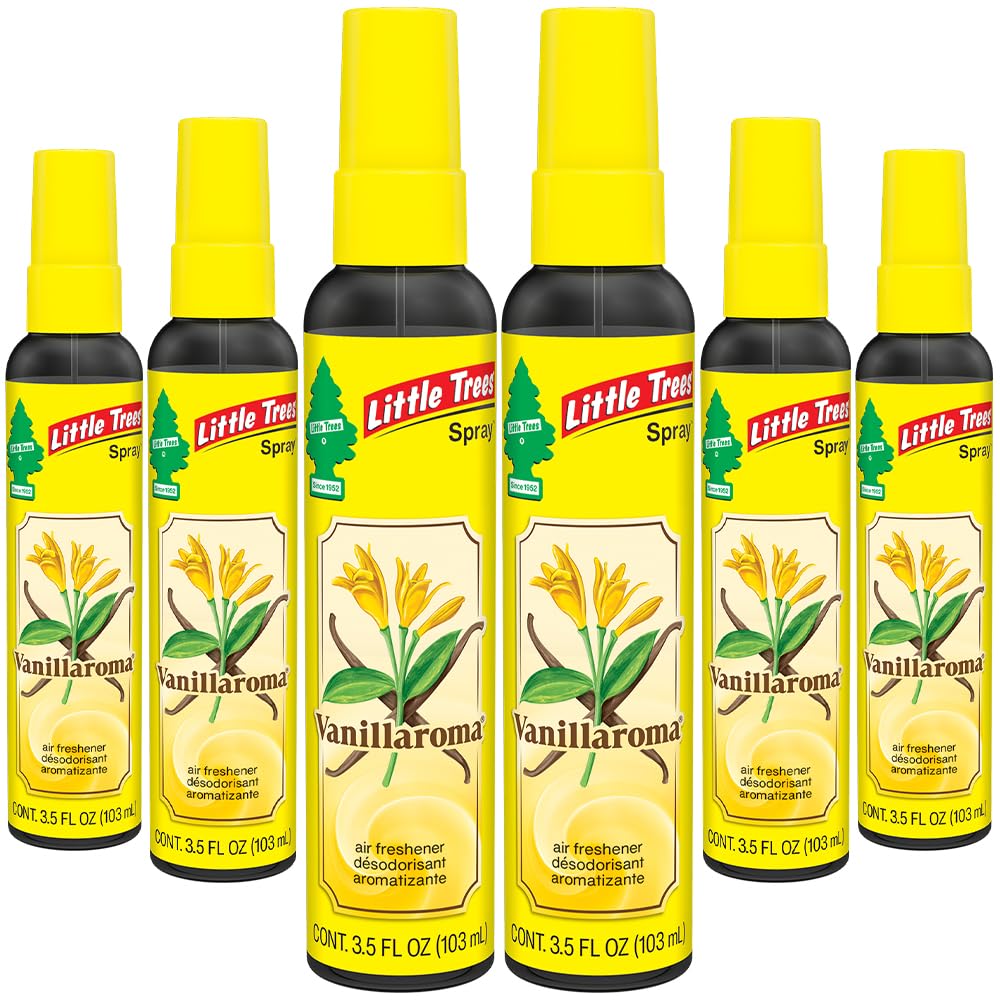LITTLE TREES Car Air Freshener | Spray Provides a Long-Lasting Scent for Auto or Home | On-the-go Freshness | Vanillaroma, 6 Air Fresheners