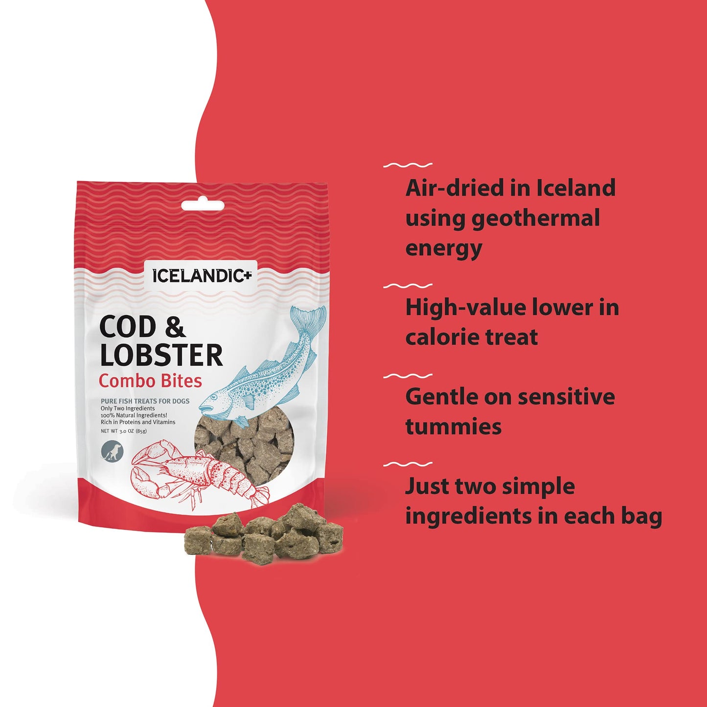 Icelandic+ Cod & Lobster Combo Bites Dog Treat 3.0-oz Bag
