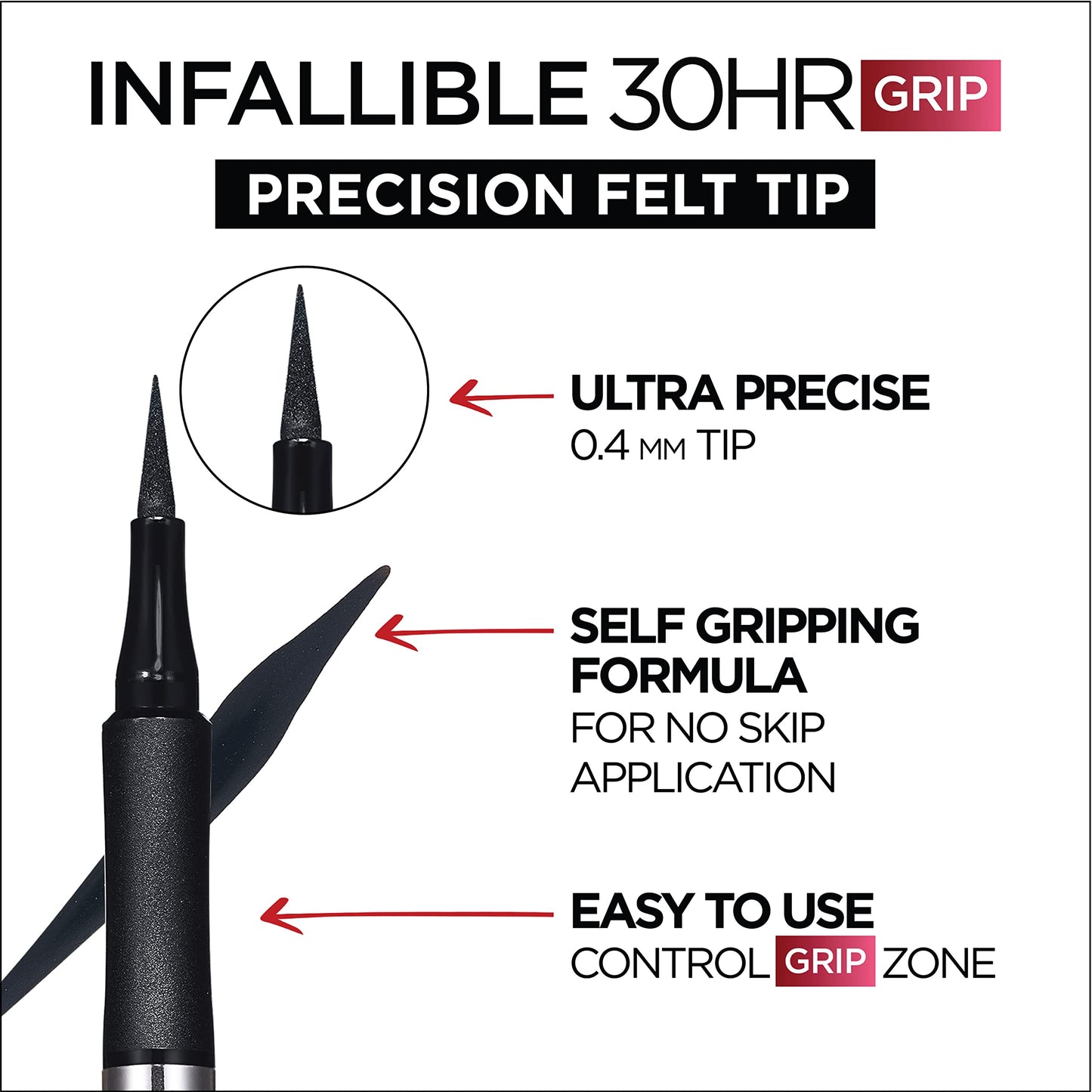 Lâ€™OrÃ©al Paris Cosmetics Paris Makeup Infallible Grip Precision Felt Eyeliner, Smudge Resistant, Long Lasting Waterproof Eyeliner, Blue, Blue, 0.03 fl oz
