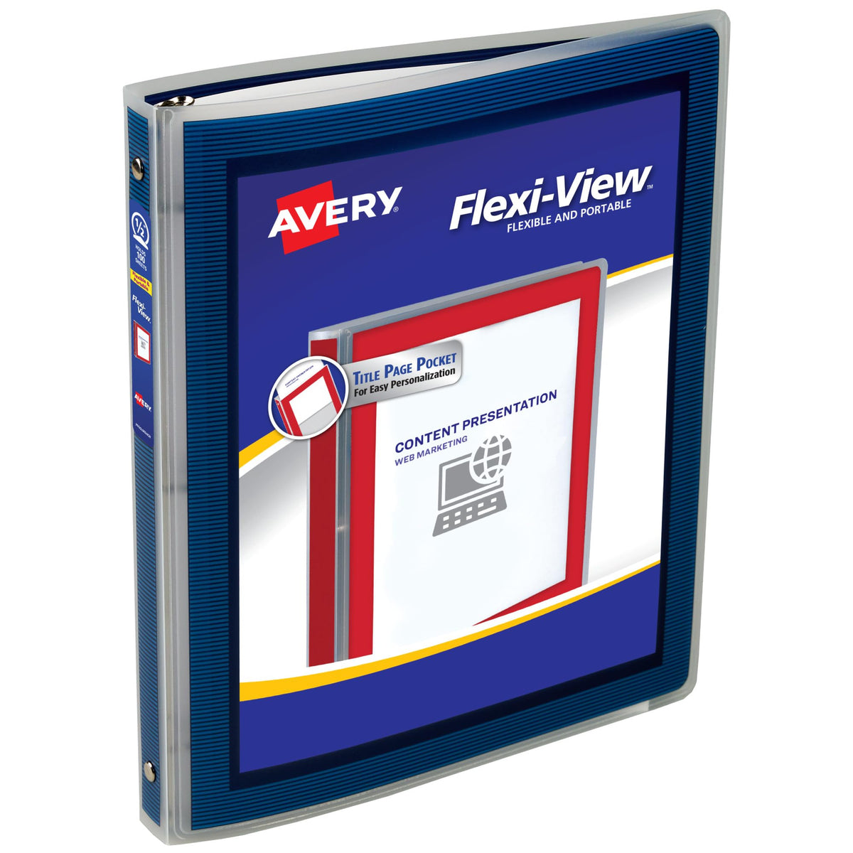 Avery Flexi-View 3 Ring Binder, 1/2 Inch Round Rings, 1 Navy Blue Binder (15766)