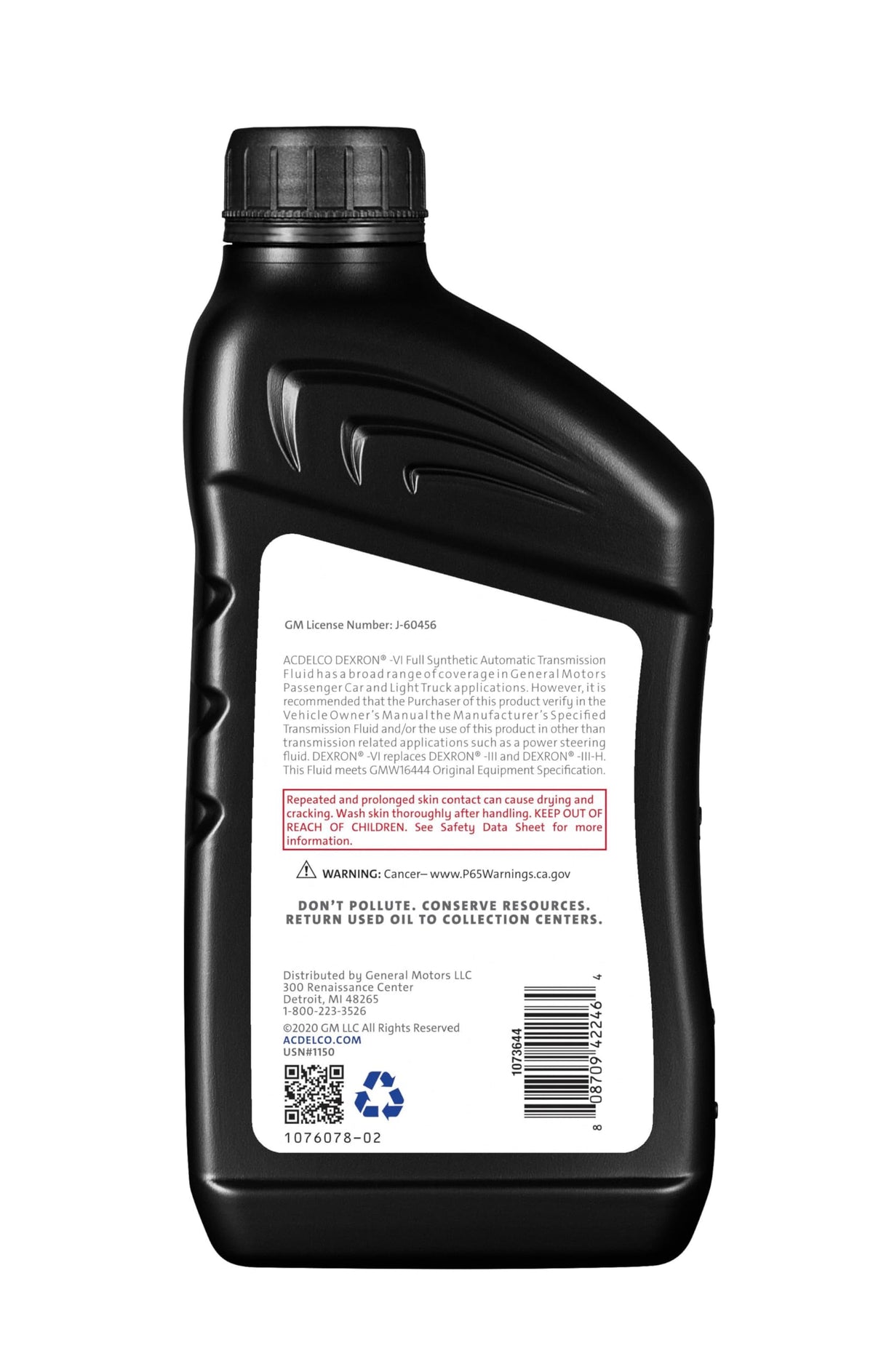 ACDelco GM Original Equipment 10-9243 (88865549) Dexron VI Full Synthetic Automatic Transmission Fluid - 1 qt