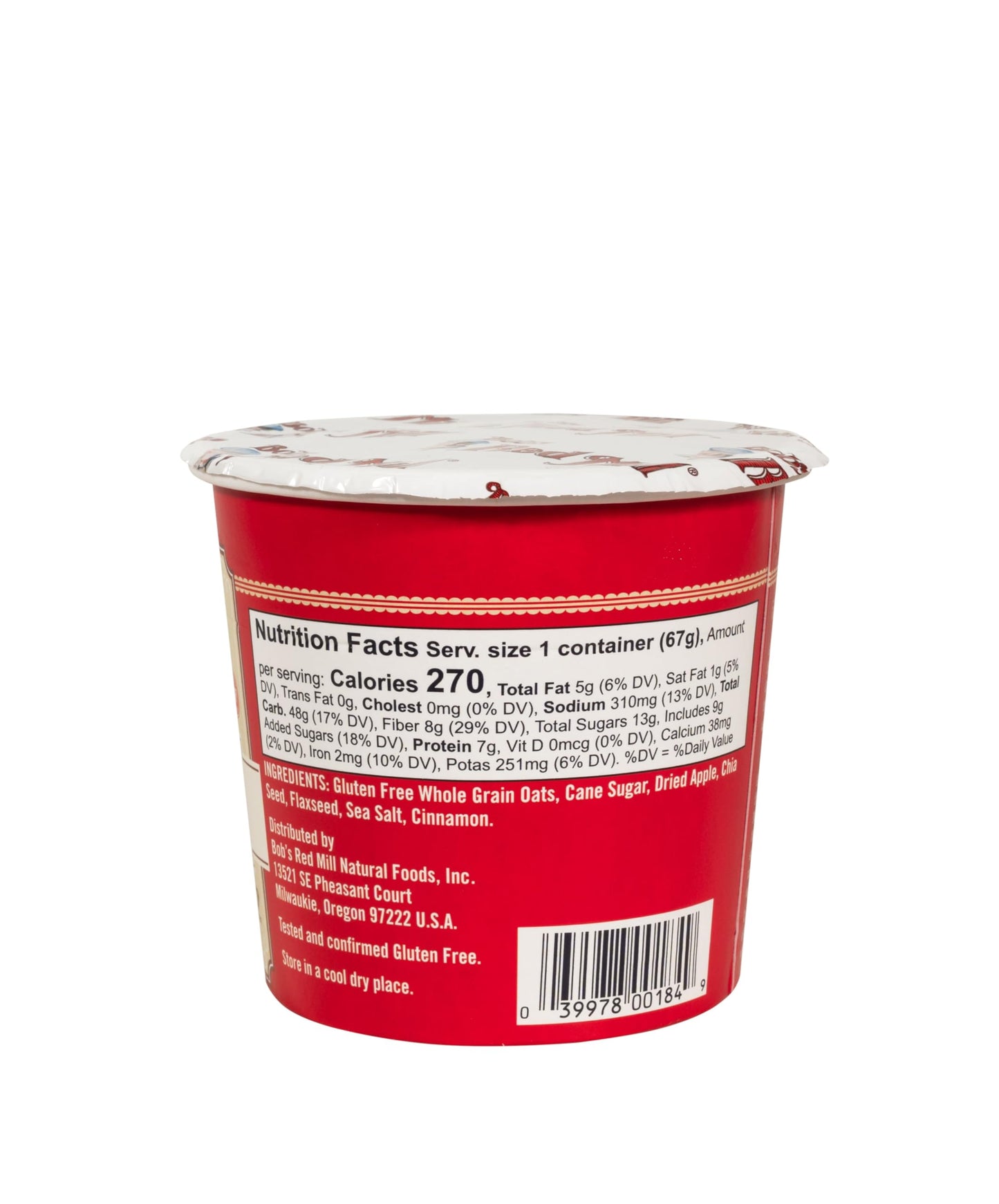 Bob's Red Mill GF Oatmeal Cup, Apple & Cinnamon, 2.36 Ounce Cup (Pack of 12) - Non-GMO, Whole Grain, Kosher