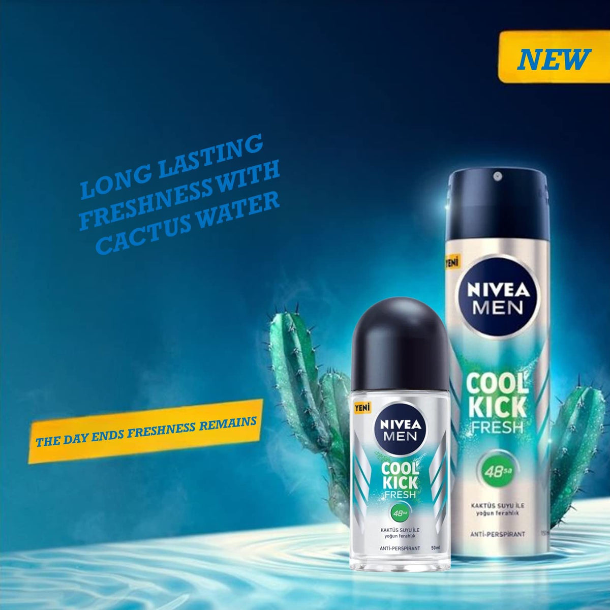 Nivea Cool Kick Fresh Roll-On Deodorant, Antiperspirant, Free Alcohol,Pack Of 3