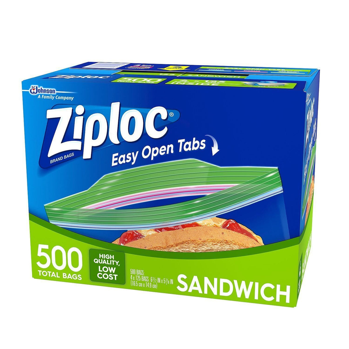 Ziploc Easy Open Tabs Sandwich Bags, 1000 CT