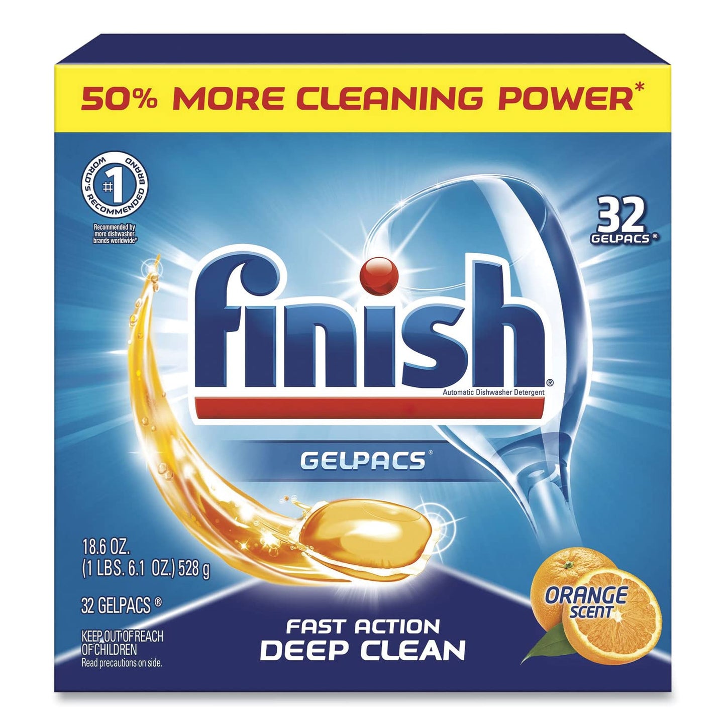 Dish Detergent Gelpacs, Orange Scent, Box of 32 Gelpacs, 8 Boxes/Carton